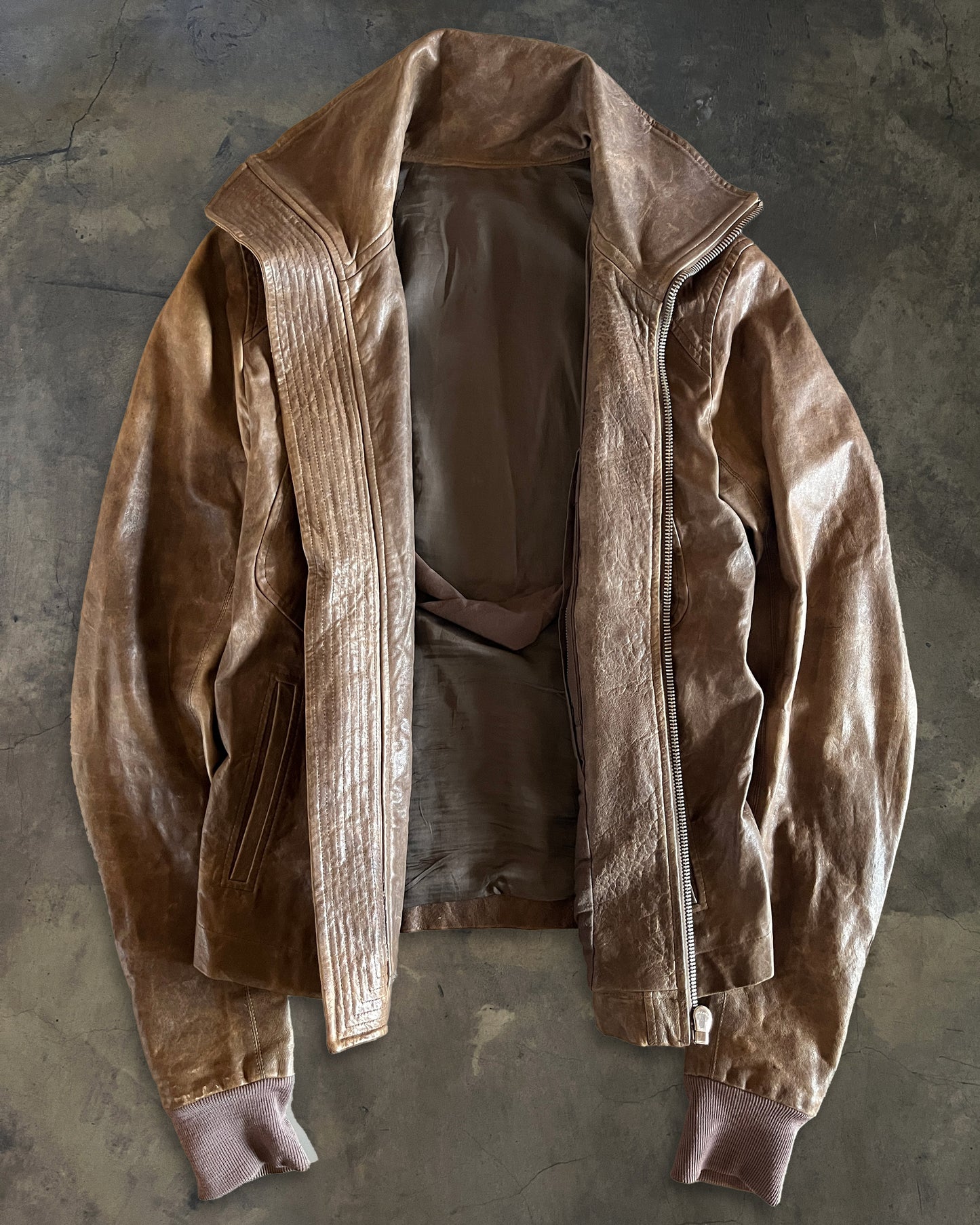 RICK OWENS FW2011 HIGH NECK LAMB LEATHER INTARSIA
