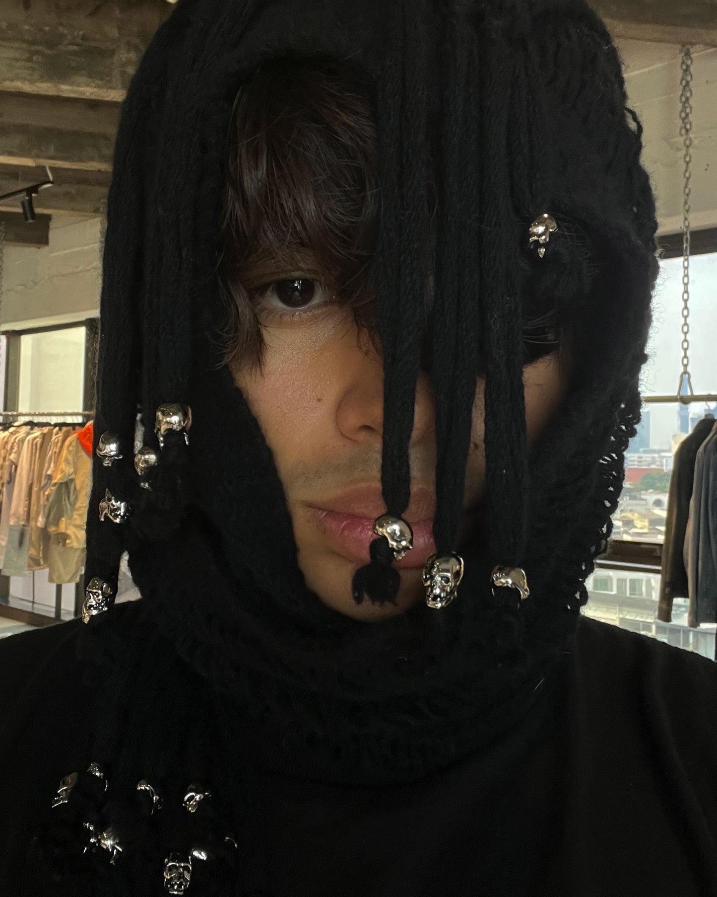 UNDERCOVER AW2003 "PAPERDOLL" WOOL KNIT SKULL SCARF
