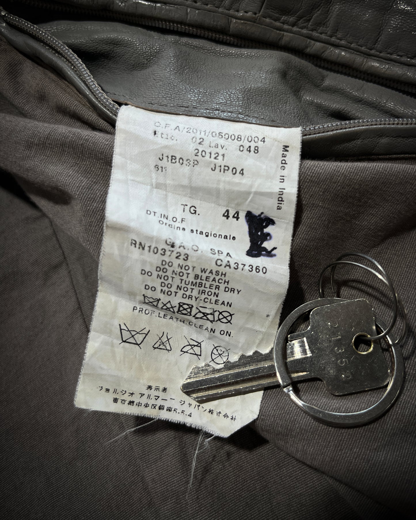 EMPORIO ARMANI SS2012 ASYMMETRICAL LAMBSKIN JACKET