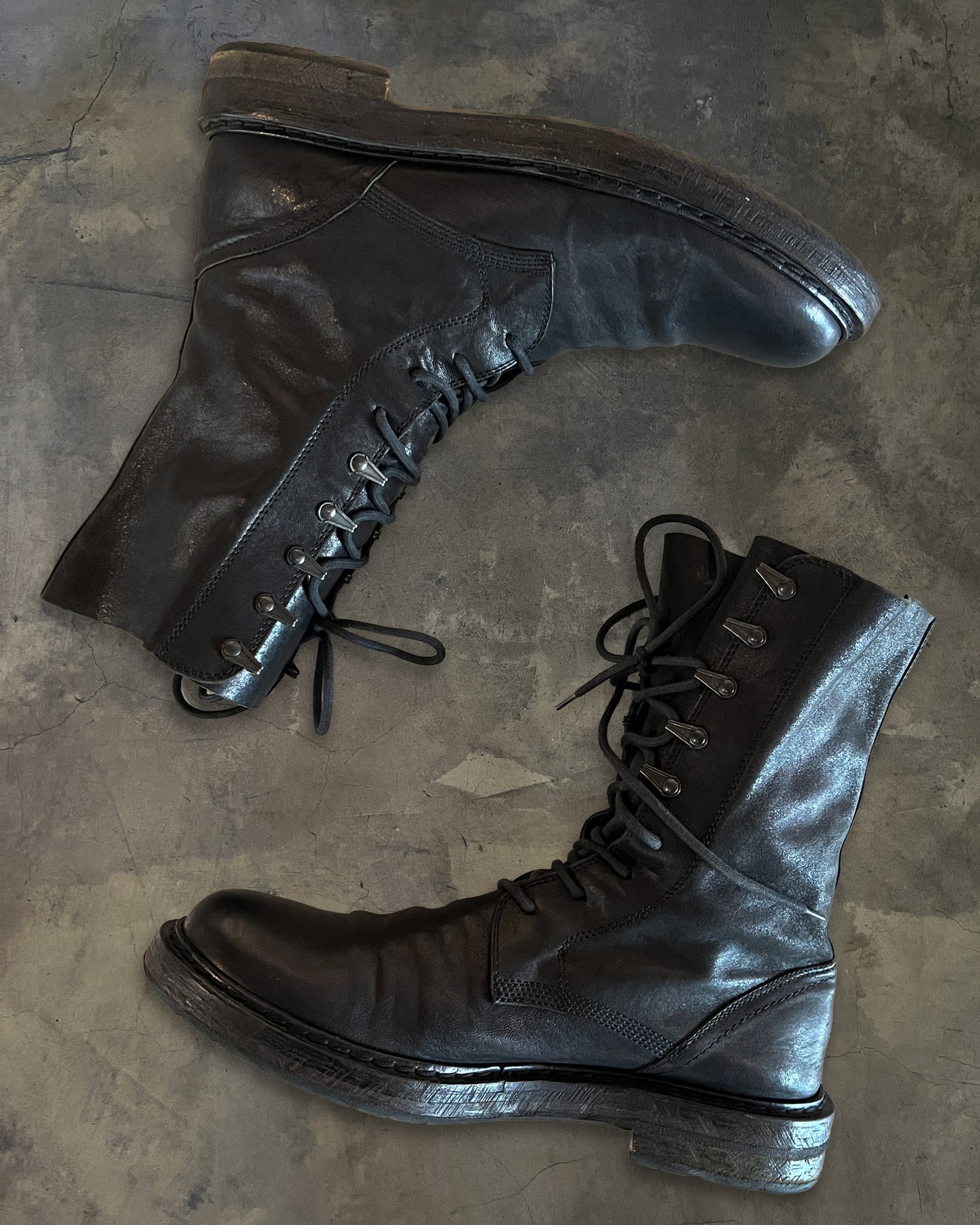 ANN DEMEULEMEESTER SS2012 "FANGO" LACE COMBAT BOOTS