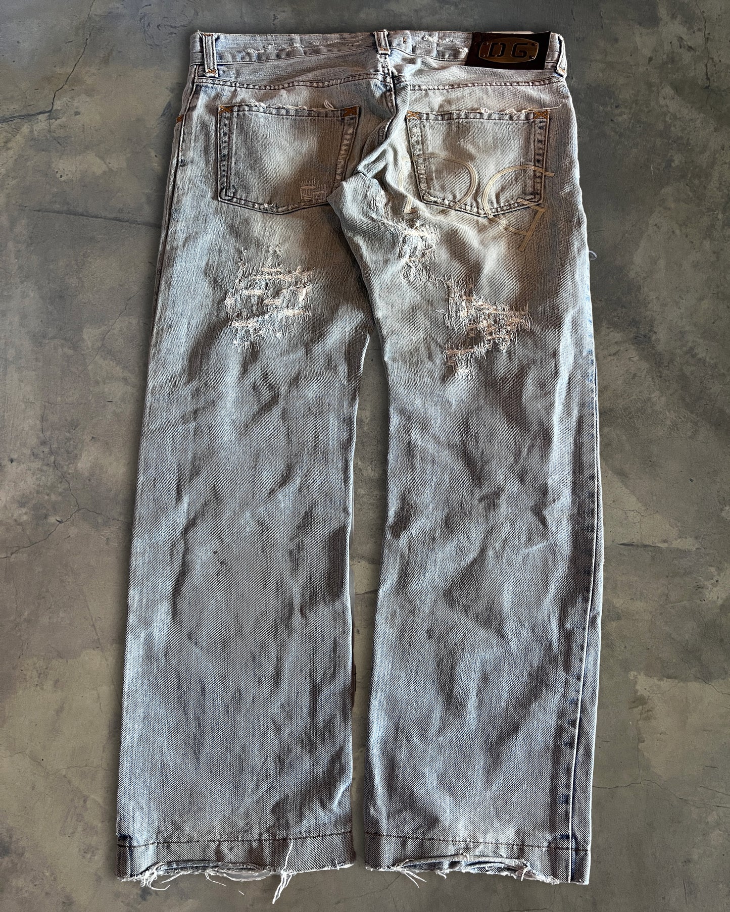 DOLCE & GABBANA LIGHT WASHED THRASHED STRAIGHT LEG DENIM
