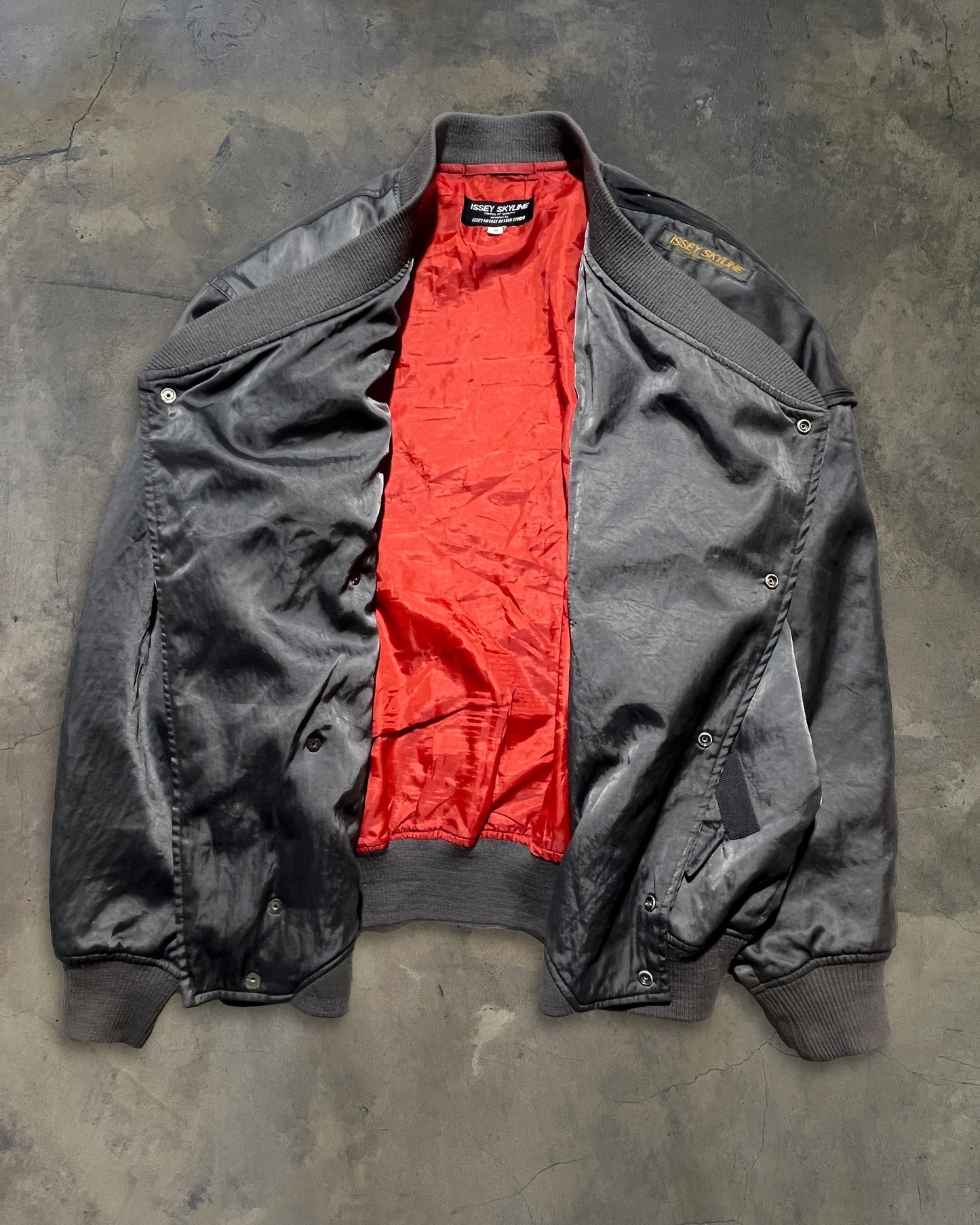 80's ISSEY MIYAKE X NISSAN "SKYLINE" ASYMMETRICAL BOMBER JACKET