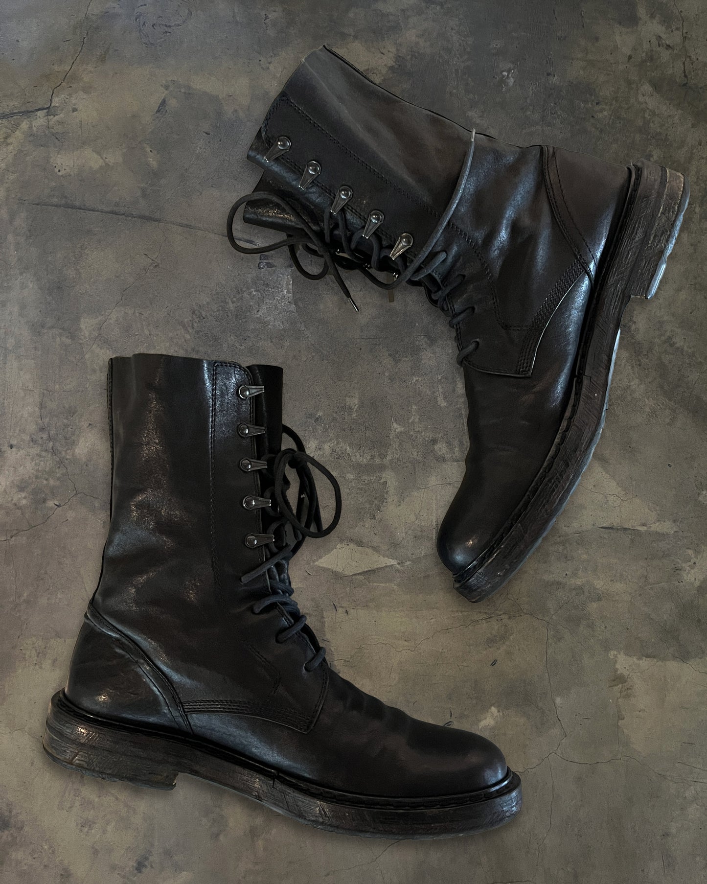 ANN DEMEULEMEESTER SS2012 "FANGO" LACE COMBAT BOOTS
