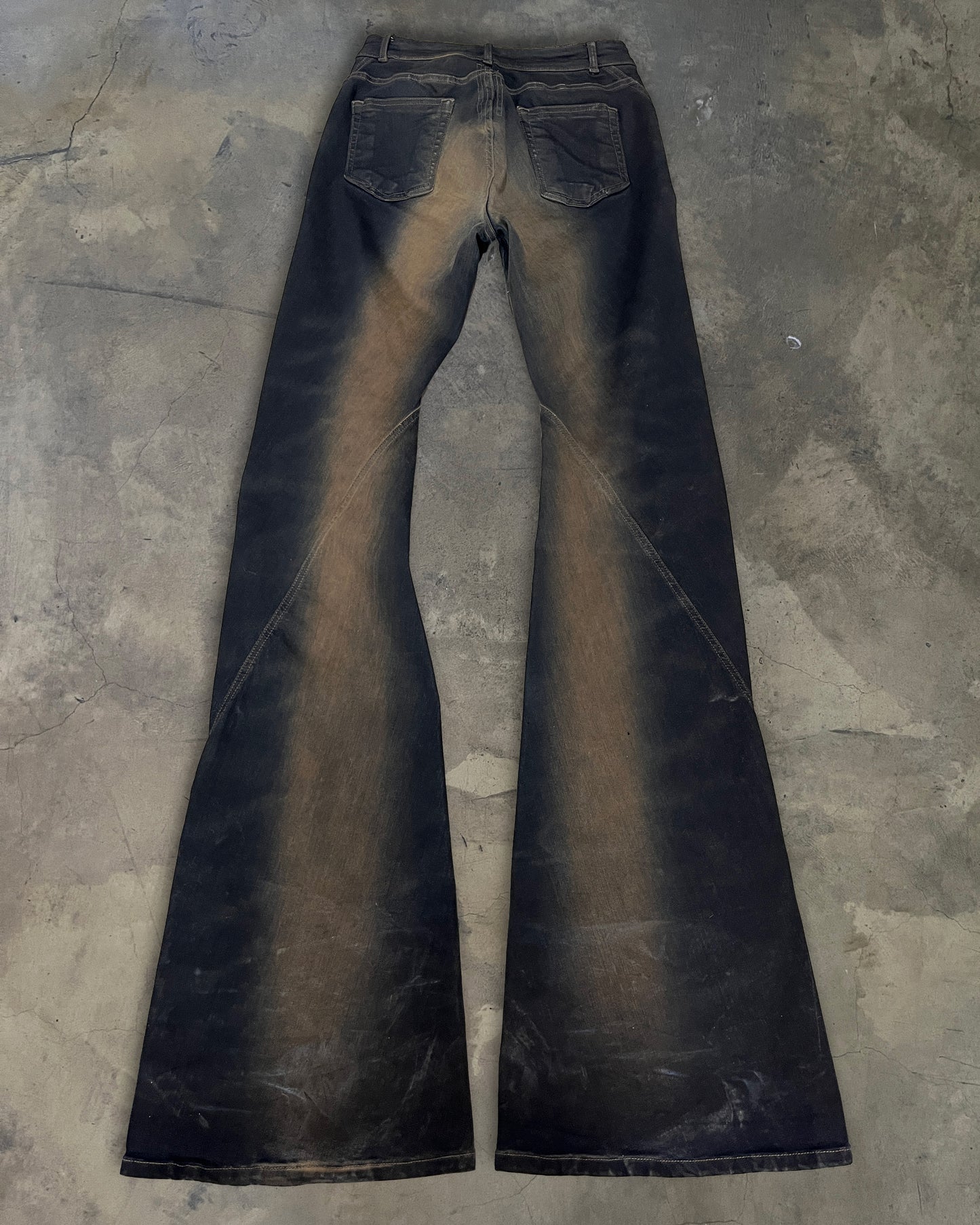 RICK OWENS DRKSHDW FW2023 "LUXOR" BIAS BOOT CUT JEANS