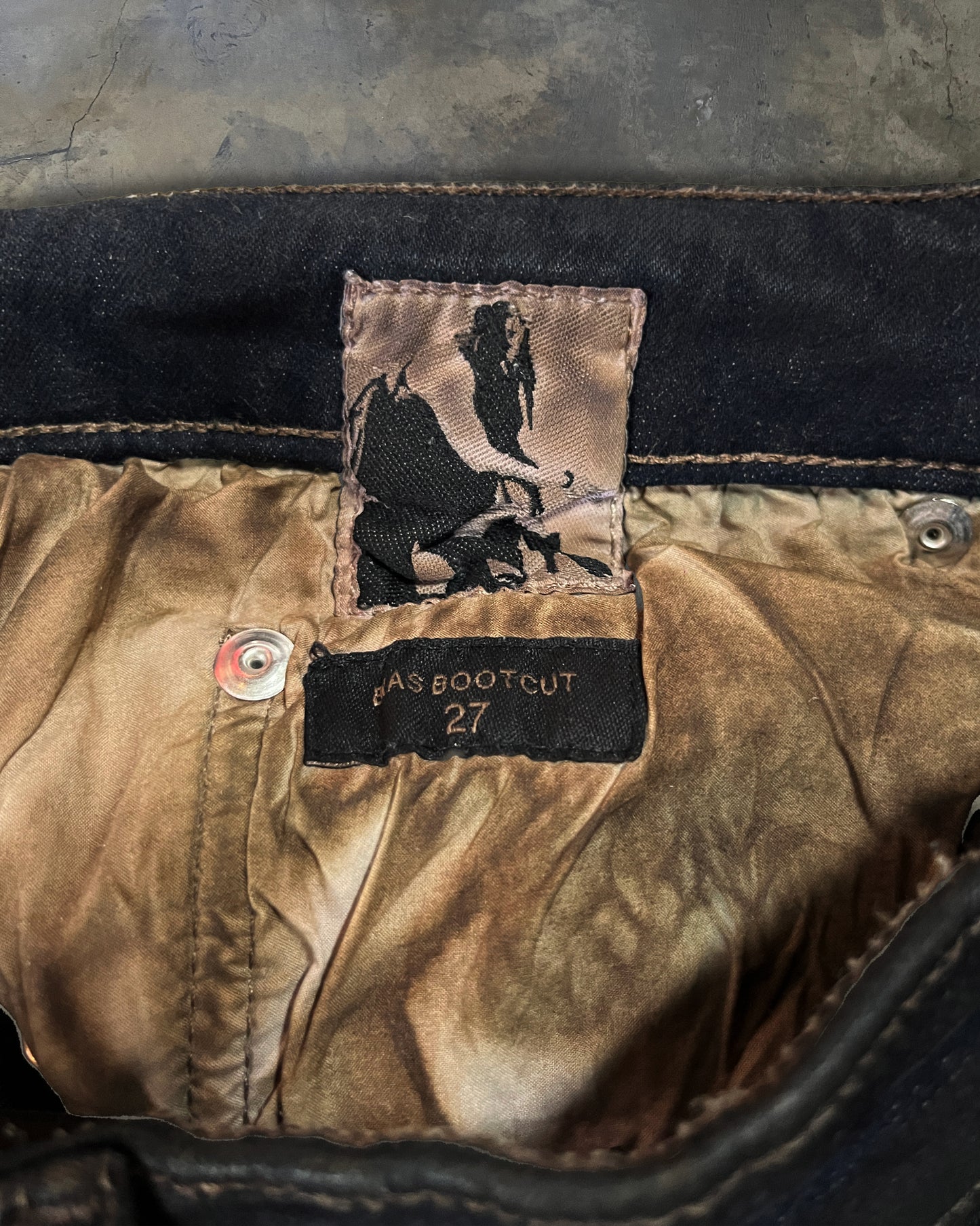 RICK OWENS DRKSHDW FW2023 "LUXOR" BIAS BOOT CUT JEANS