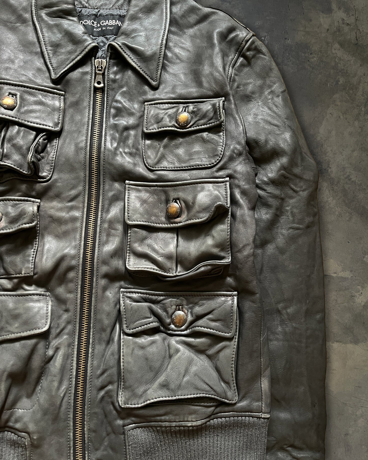 DOLCE GABBANA AW2007 RUNWAY 6 POCKET LEATHER JACKET