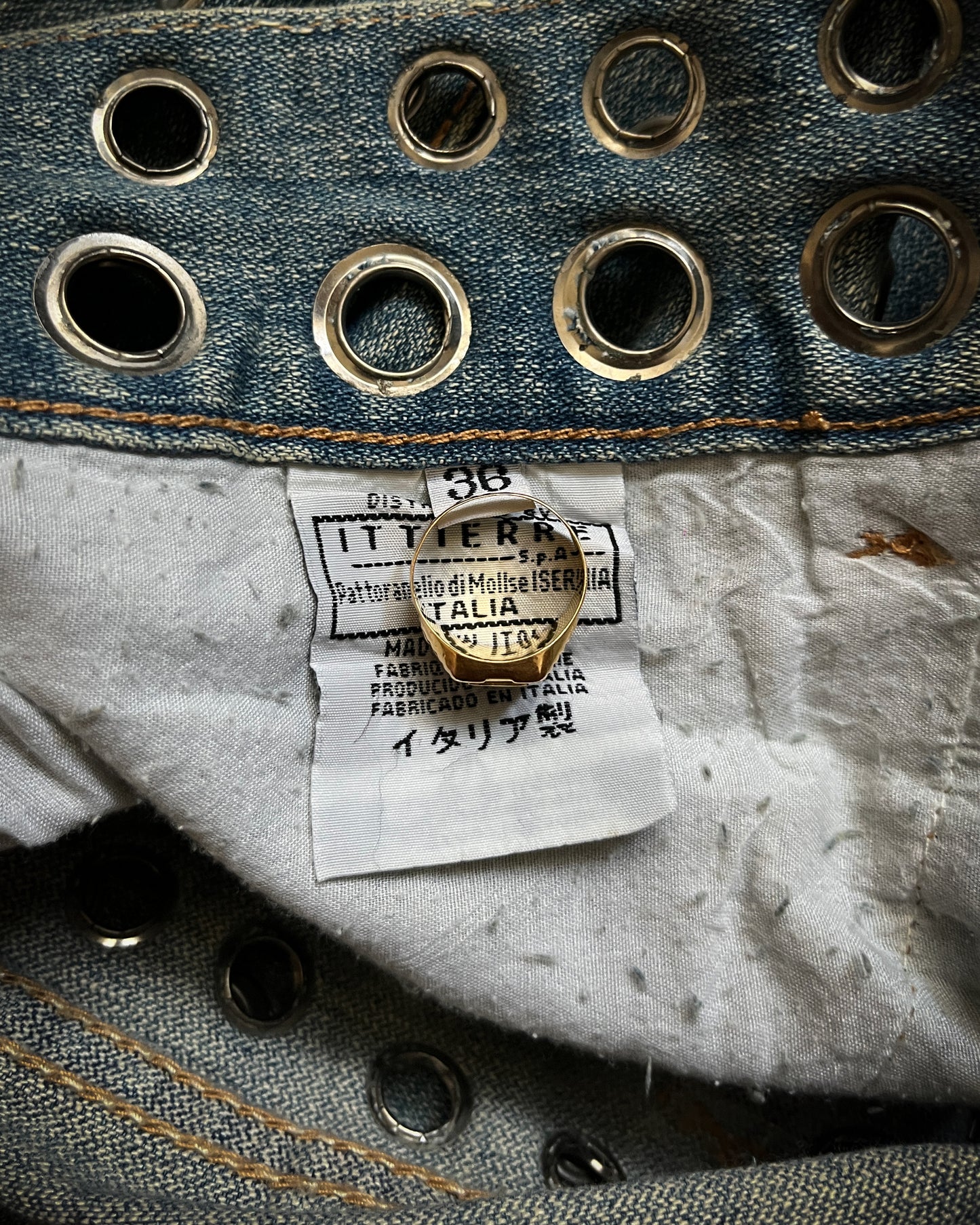 DOLCE GABBANA SS2006 EYELET STUDDED JEANS