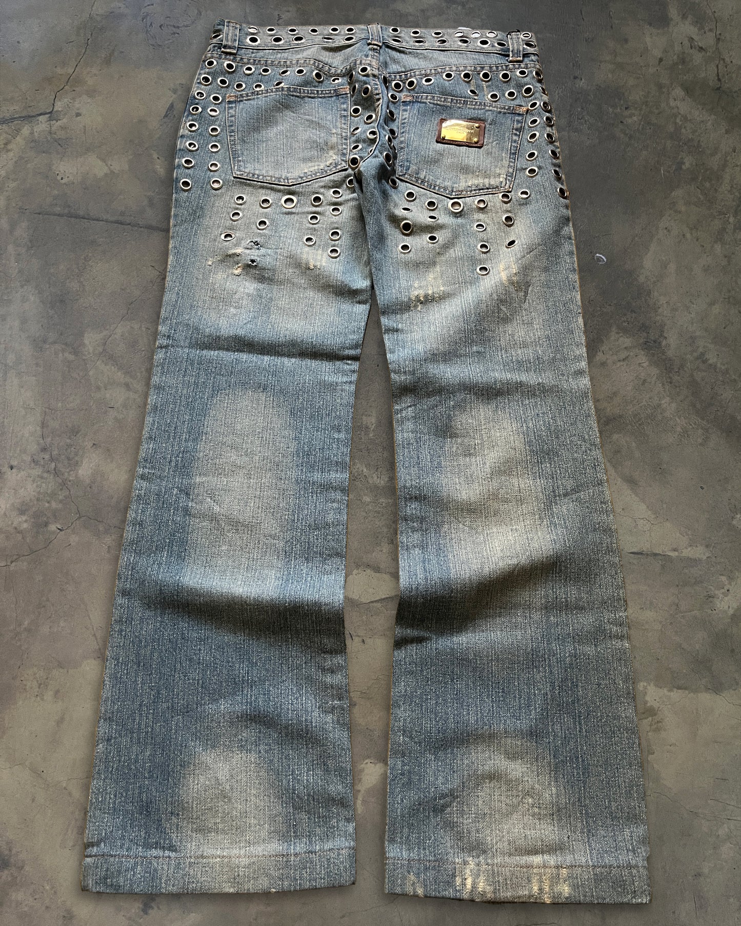 DOLCE GABBANA SS2006 EYELET STUDDED JEANS