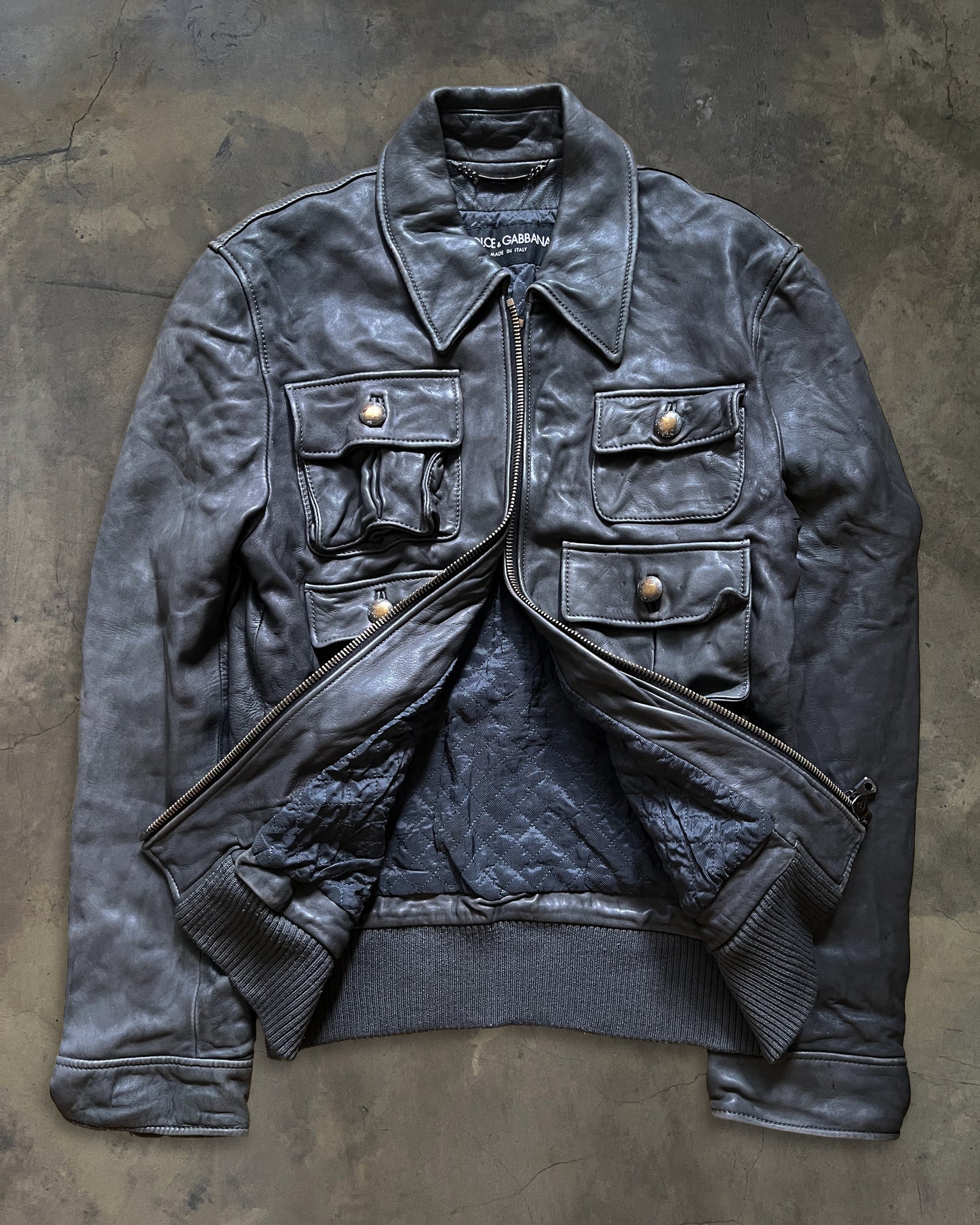DOLCE GABBANA AW2007 RUNWAY 6 POCKET LEATHER JACKET
