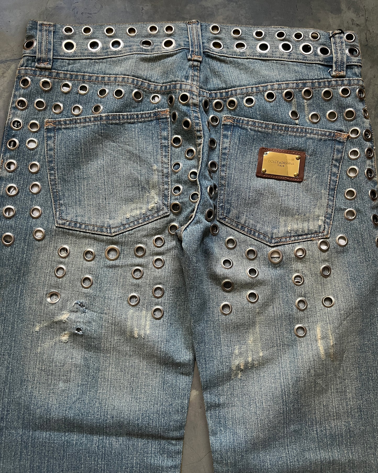 DOLCE GABBANA SS2006 EYELET STUDDED JEANS
