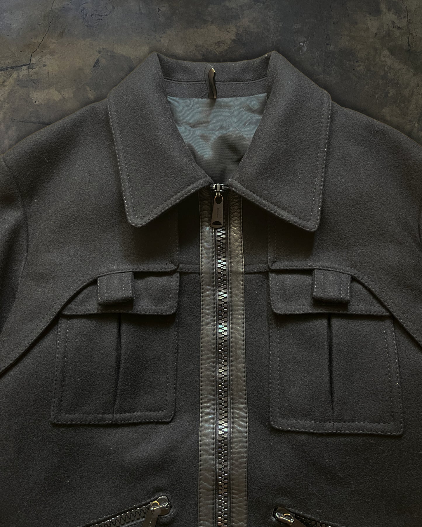 DIOR HOMME AW2006 PANEL LAYER WOOL BOMBER JACKET