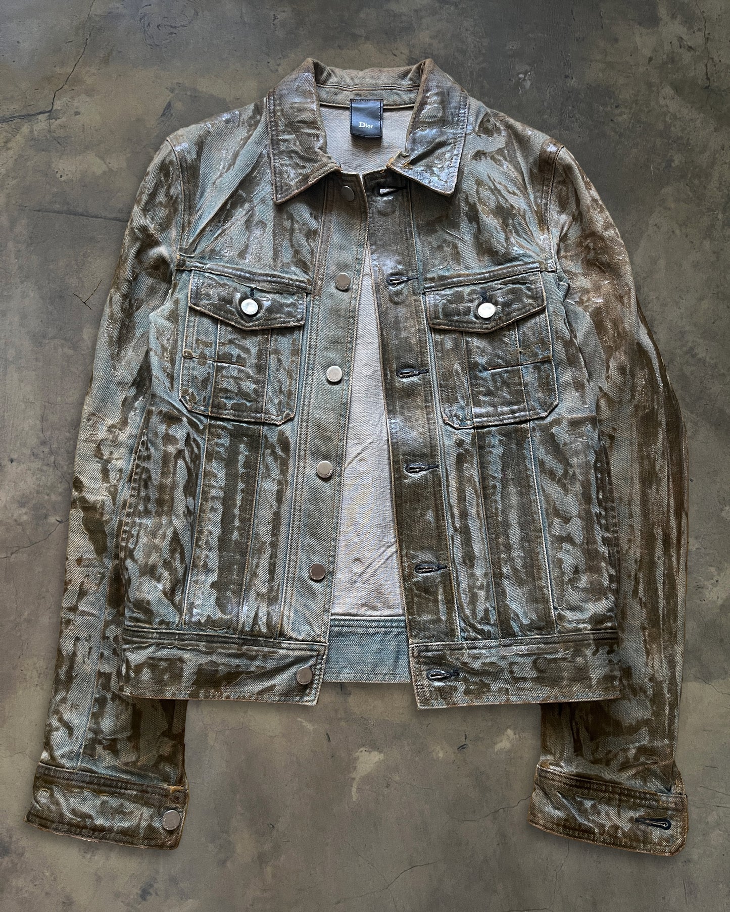 DIOR HOMME SS2004 "STRIP" WAXED DENIM JACKET