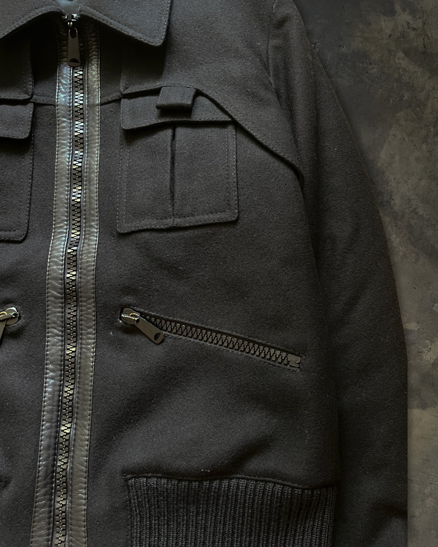 DIOR HOMME AW2006 PANEL LAYER WOOL BOMBER JACKET