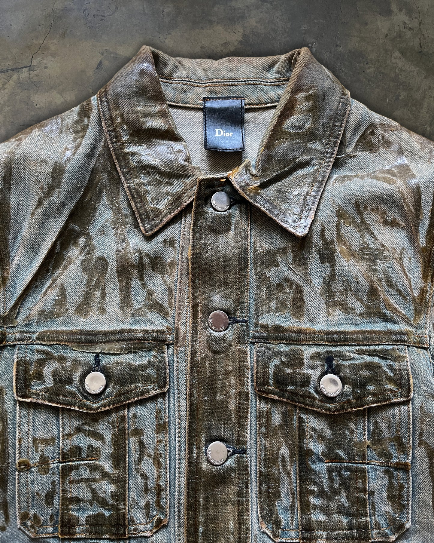 DIOR HOMME SS2004 "STRIP" WAXED DENIM JACKET