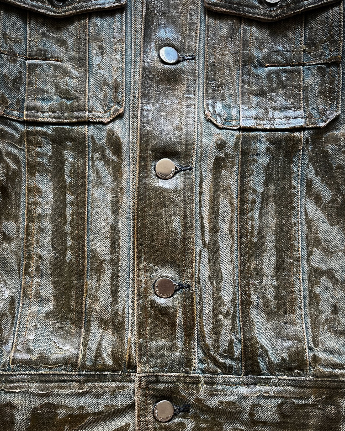 DIOR HOMME SS2004 "STRIP" WAXED DENIM JACKET