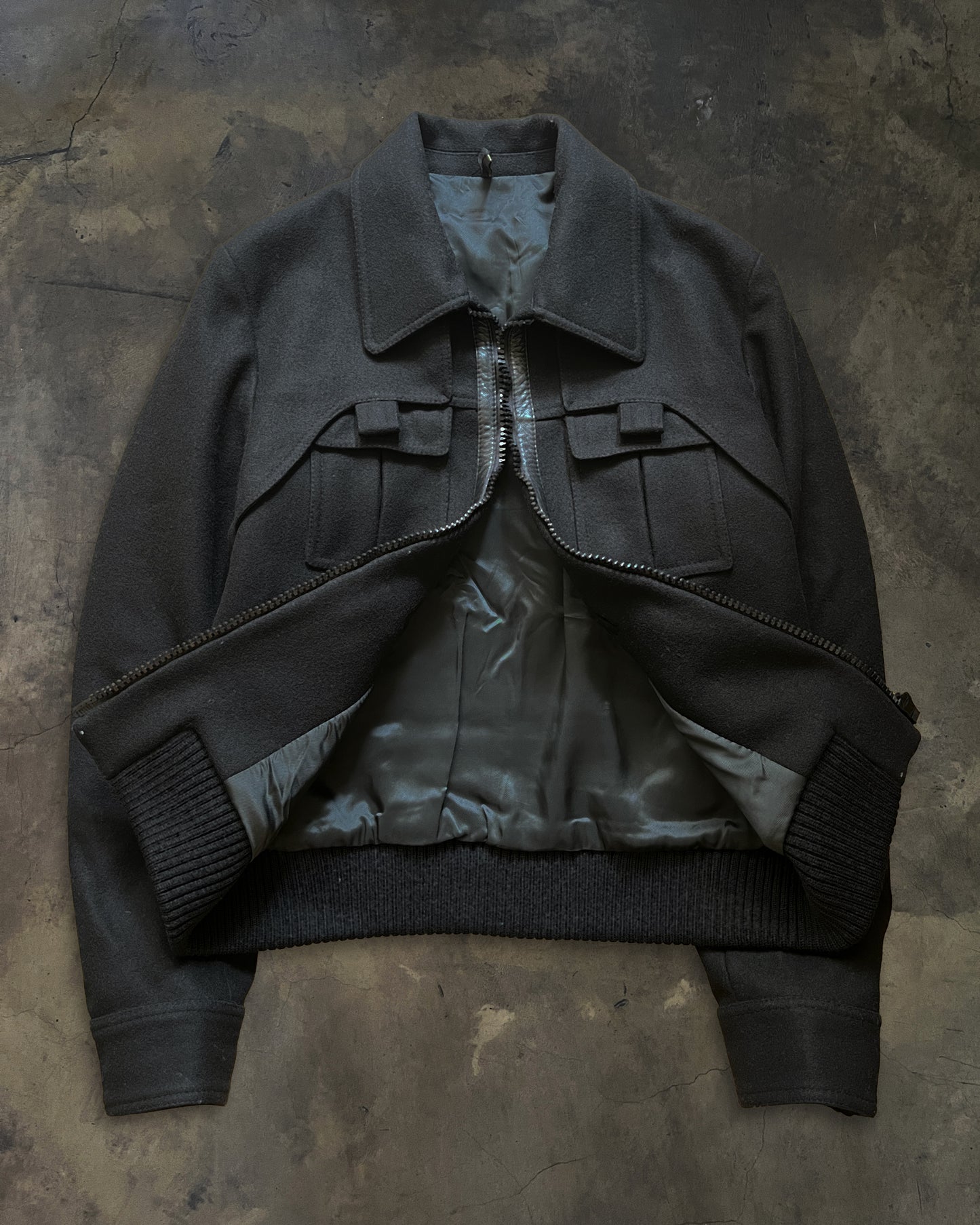 DIOR HOMME AW2006 PANEL LAYER WOOL BOMBER JACKET