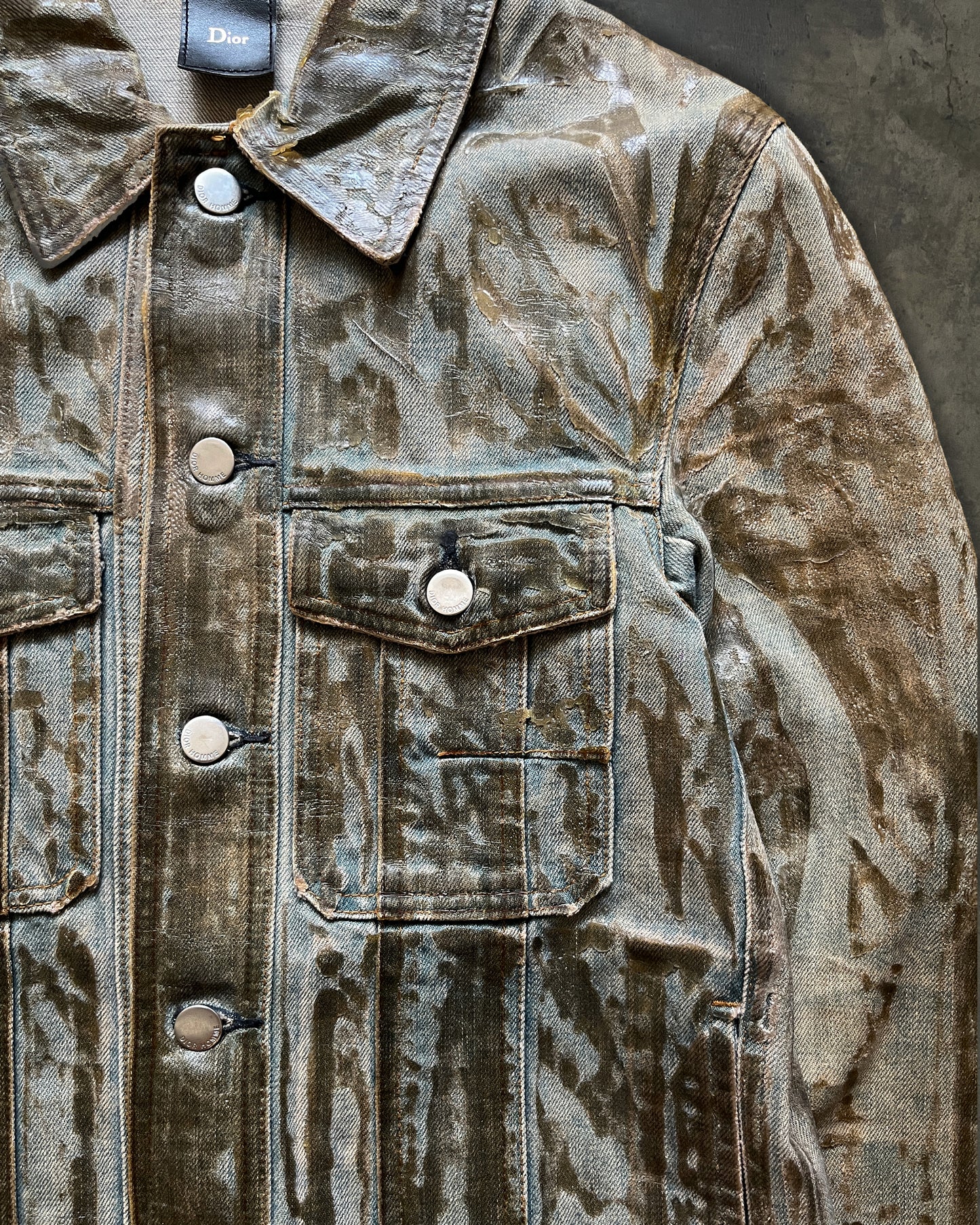 DIOR HOMME SS2004 "STRIP" WAXED DENIM JACKET