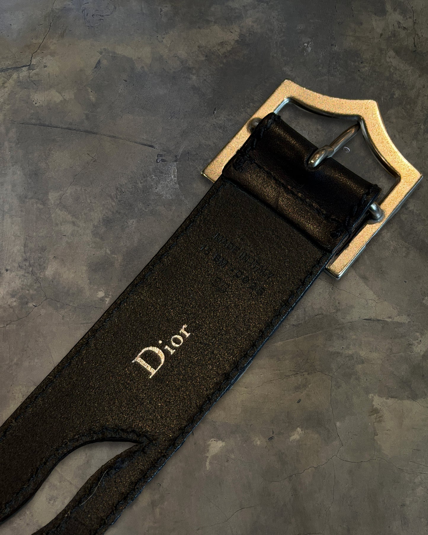 DIOR HOMME SS2005" BECK" D POINT BLACK PERFORATED BELT