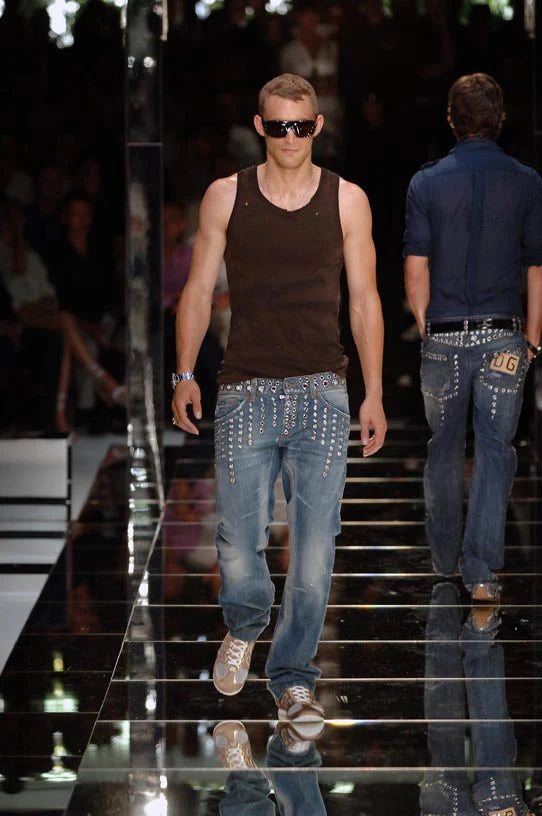 DOLCE GABBANA SS2006 EYELET STUDDED JEANS