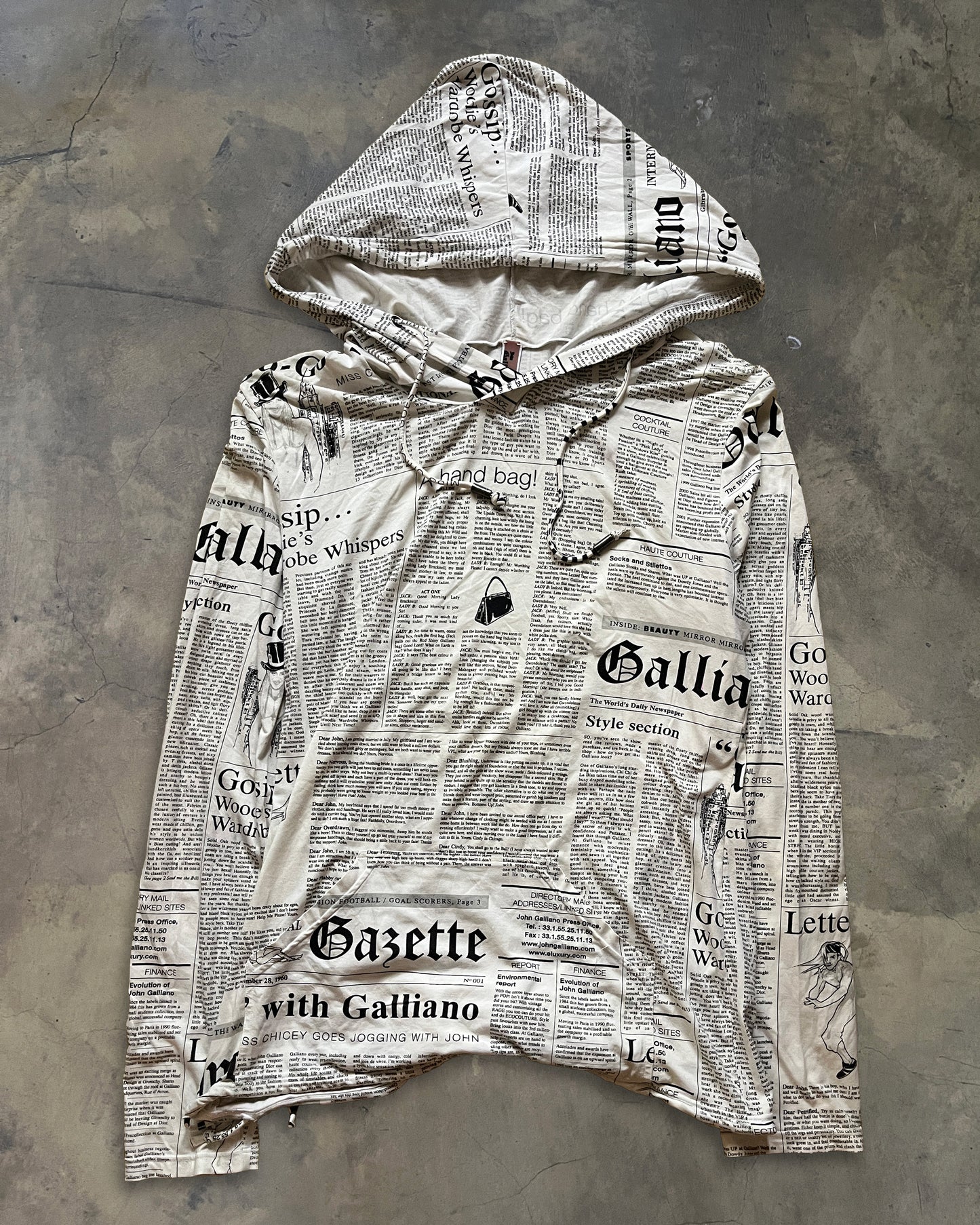 2000's JOHN GALLIANO GAZETTE NEWSPAPER HOODIE