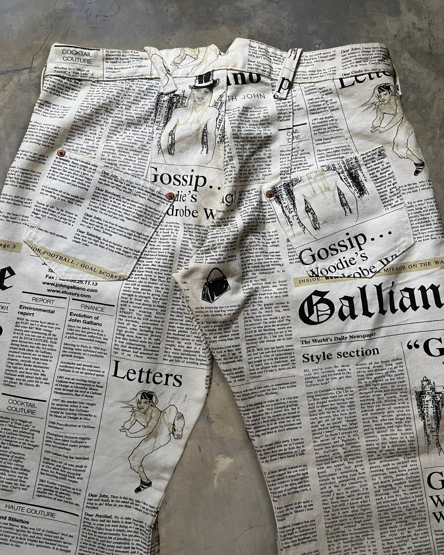 90's GALLIANO NEWSPAPER DENIM