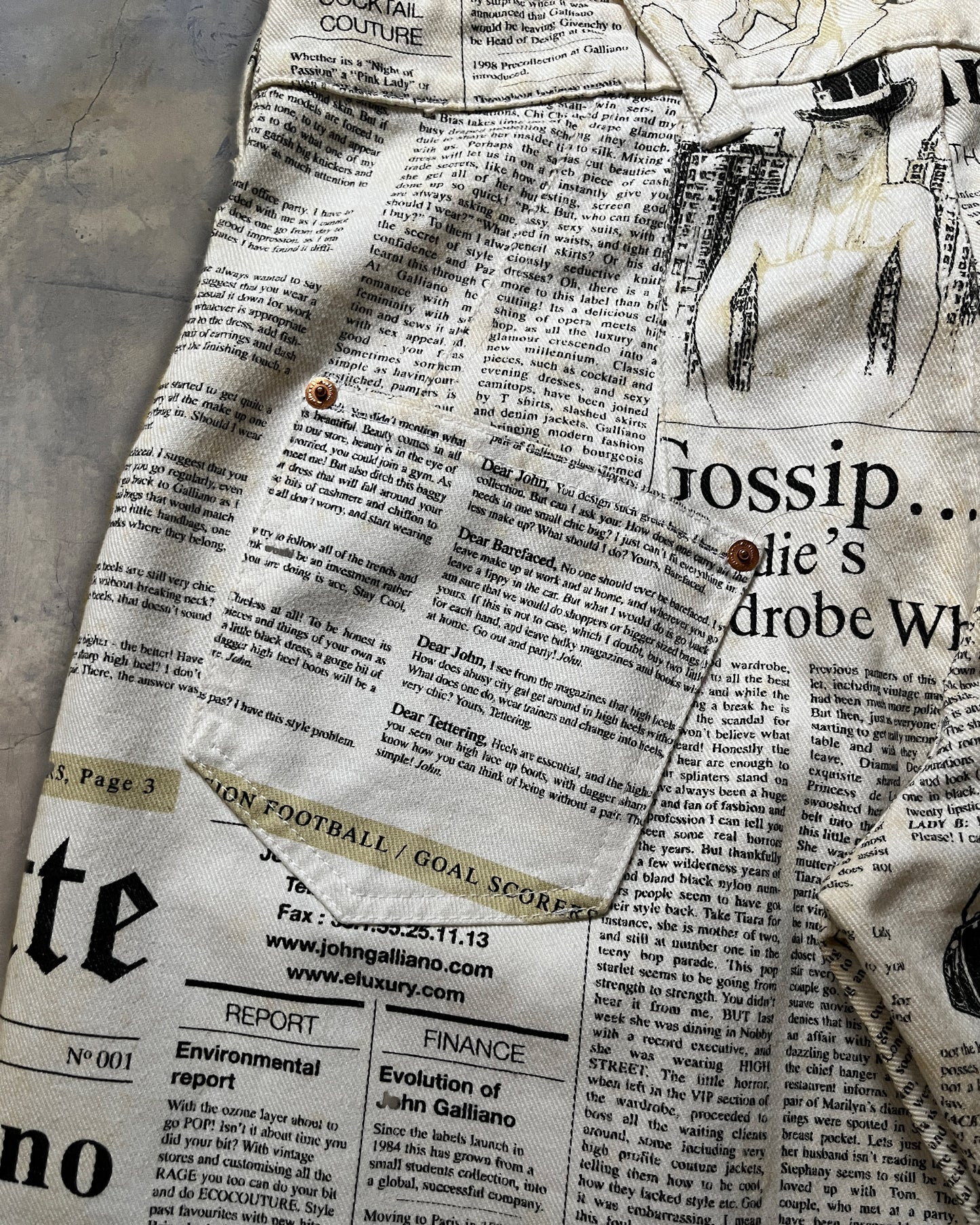 90's GALLIANO NEWSPAPER DENIM