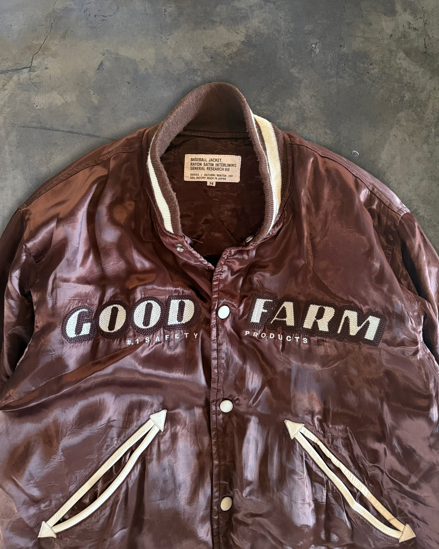 GENERAL RESEARCH FW2001 RAYON SATIN BASEBALL JACKET