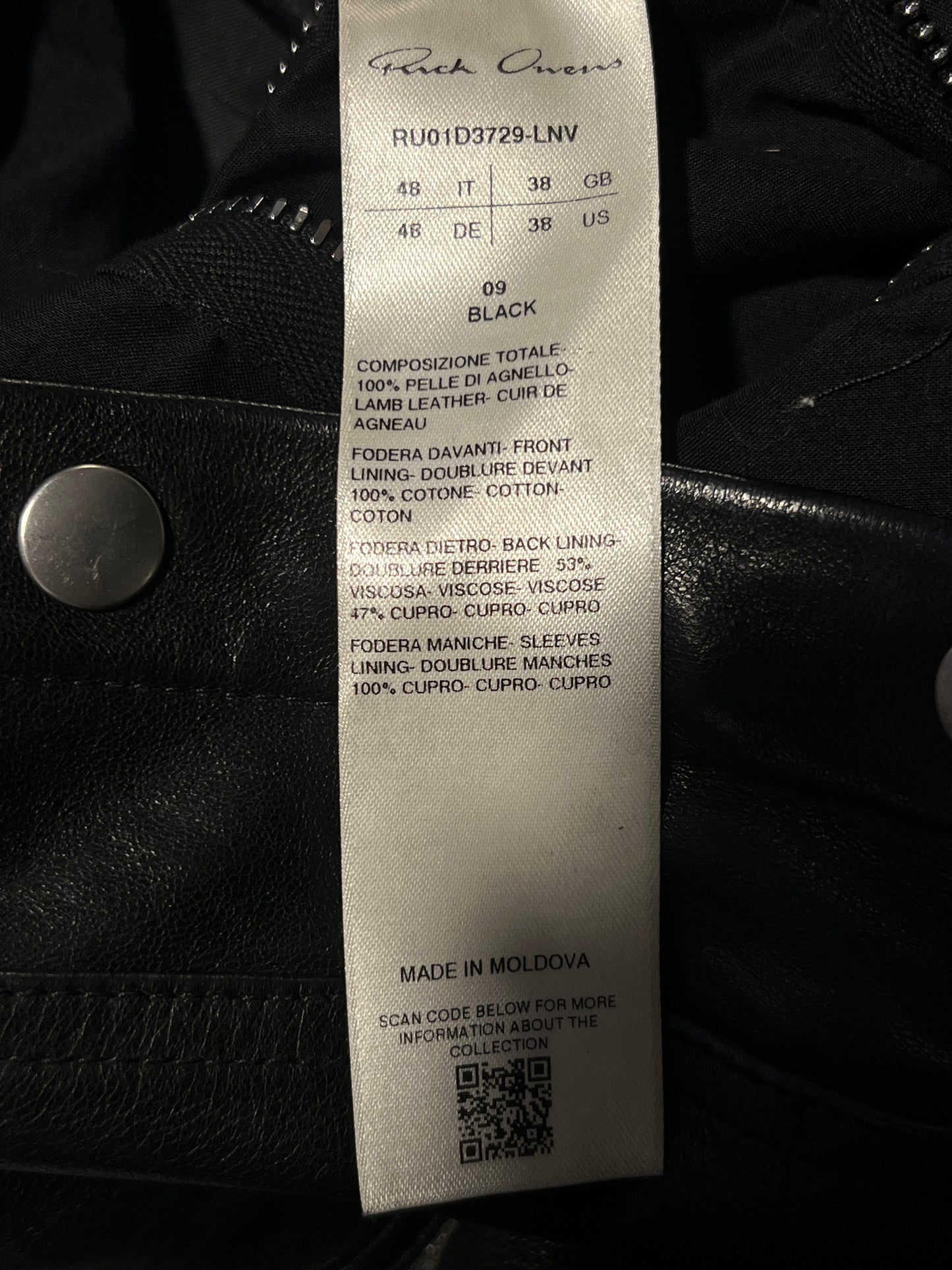 RICK OWENS SS24 "LIDO" LAMB LEATHER OVERSHIRT