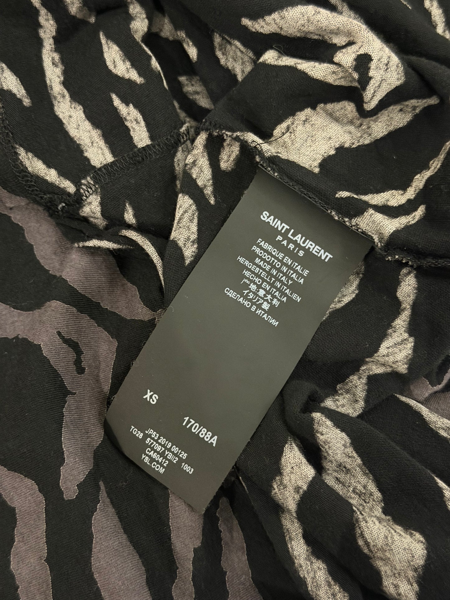 SAINT LAURENT AW2013 ZEBRA PRINT TEE