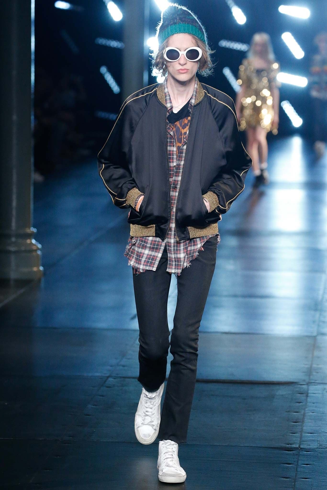 SAINT LAURENT SS2016 BABY SEQUIN SILK BOMBER