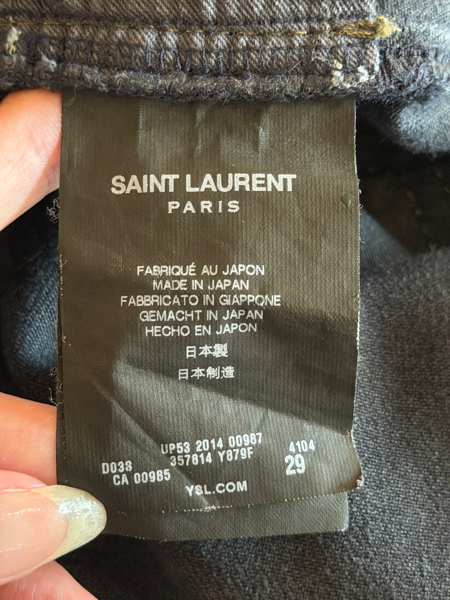 SAINT LAURENT FW2014 RUNWAY OIL STAIN JEANS