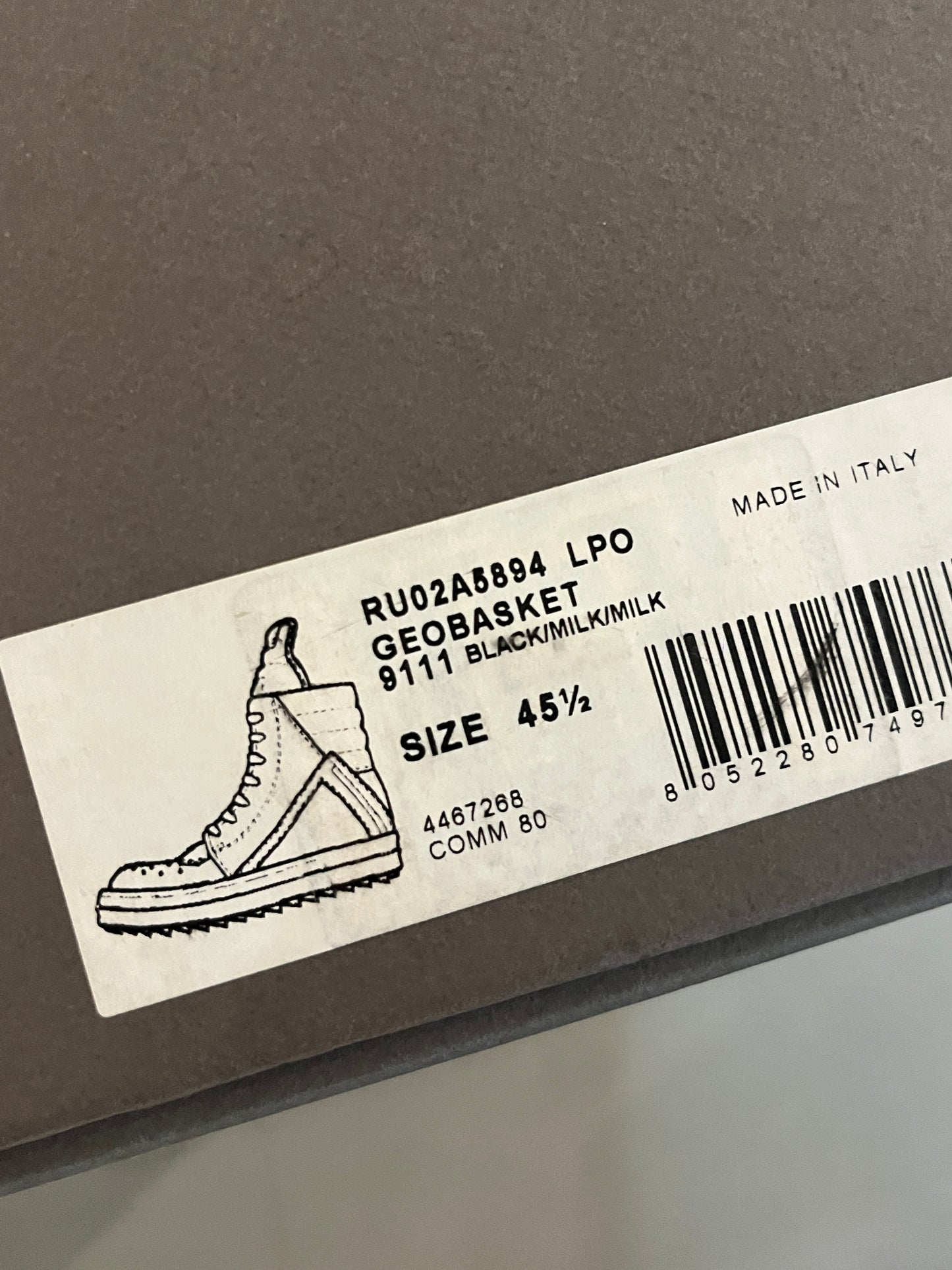 RICK OWENS HIGH TONGUE GEOBASKET 45.5