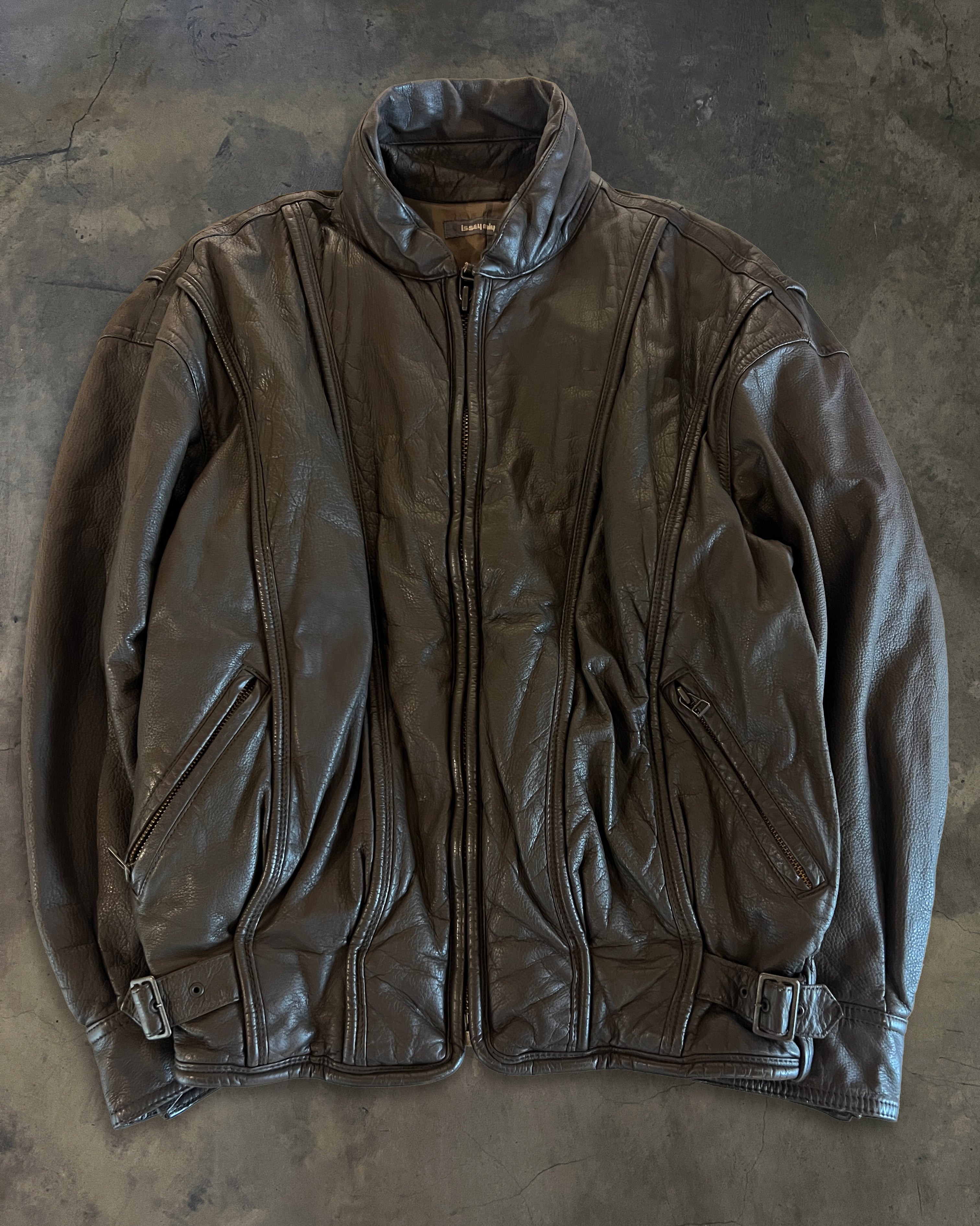 80's ISSEY MIYAKE LEATHER PANELED JACKET – glam archive