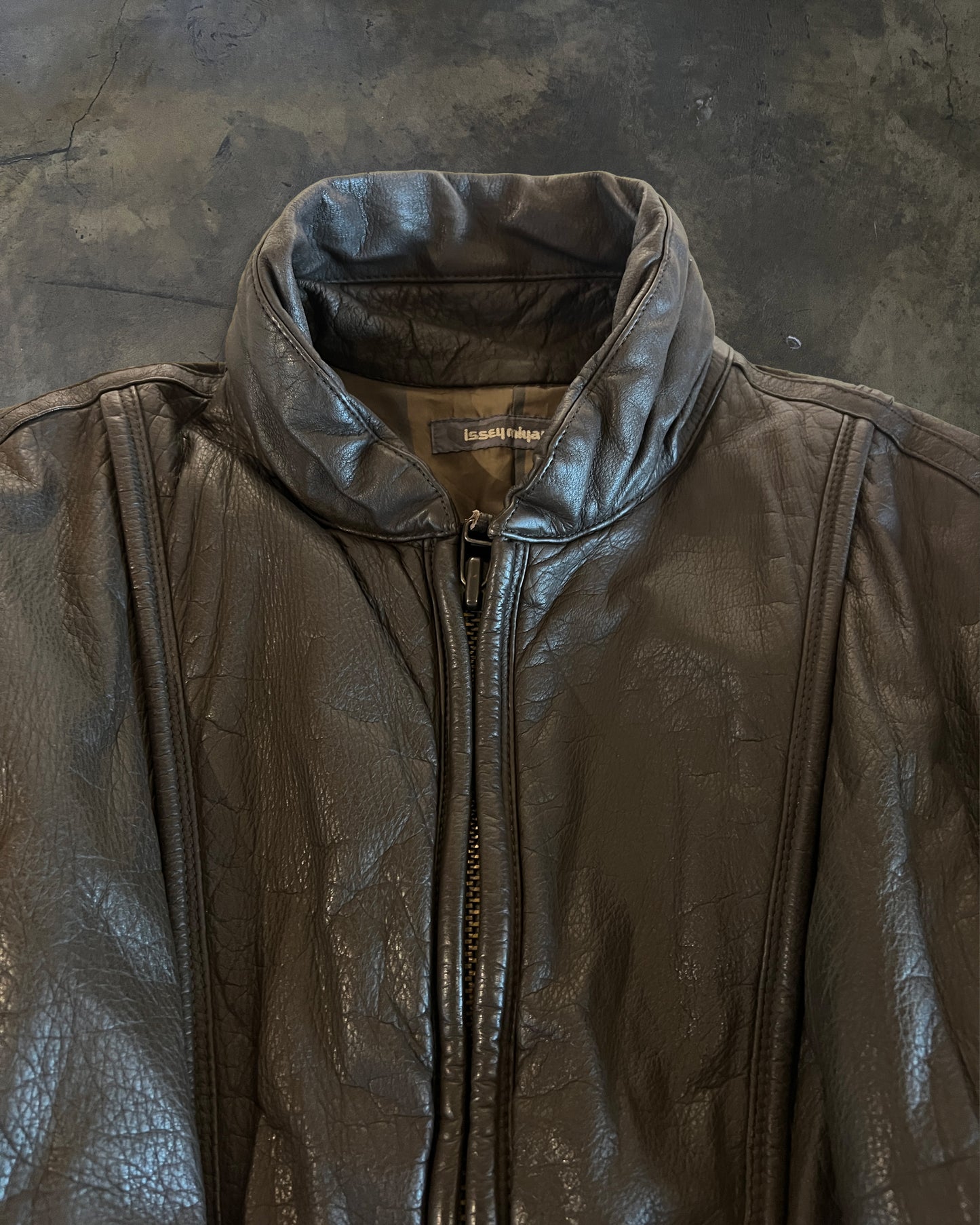 80's ISSEY MIYAKE LEATHER PANELED JACKET