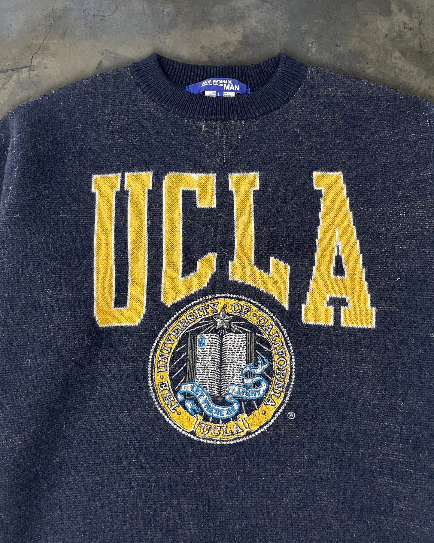 JUNYA WATANABE CDG AW2019 UCLA INTARSIA KNIT SWEATER