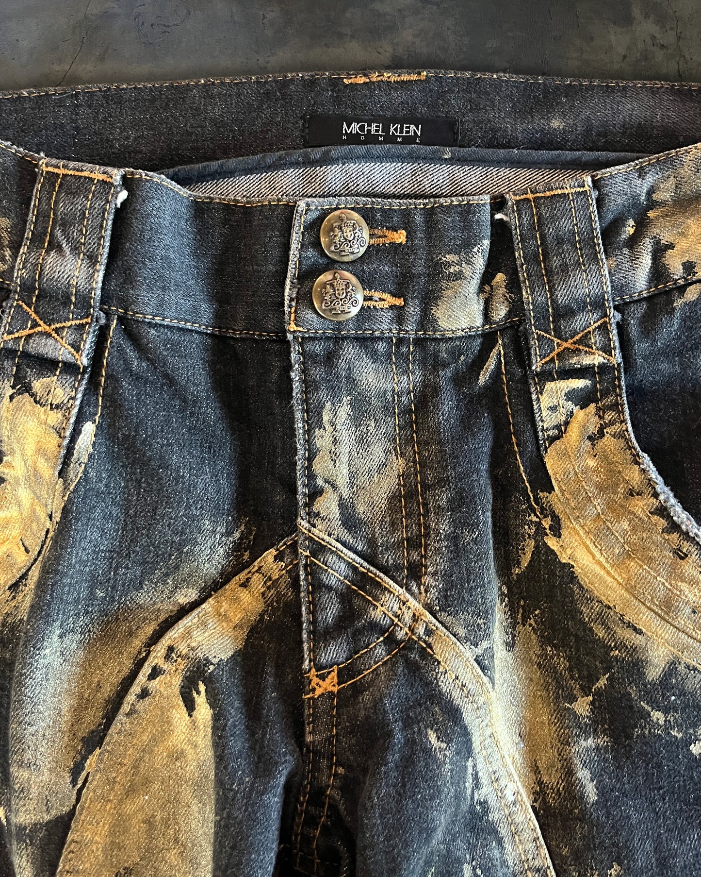 MICHEL KLEIN GOLD PAINT DENIM
