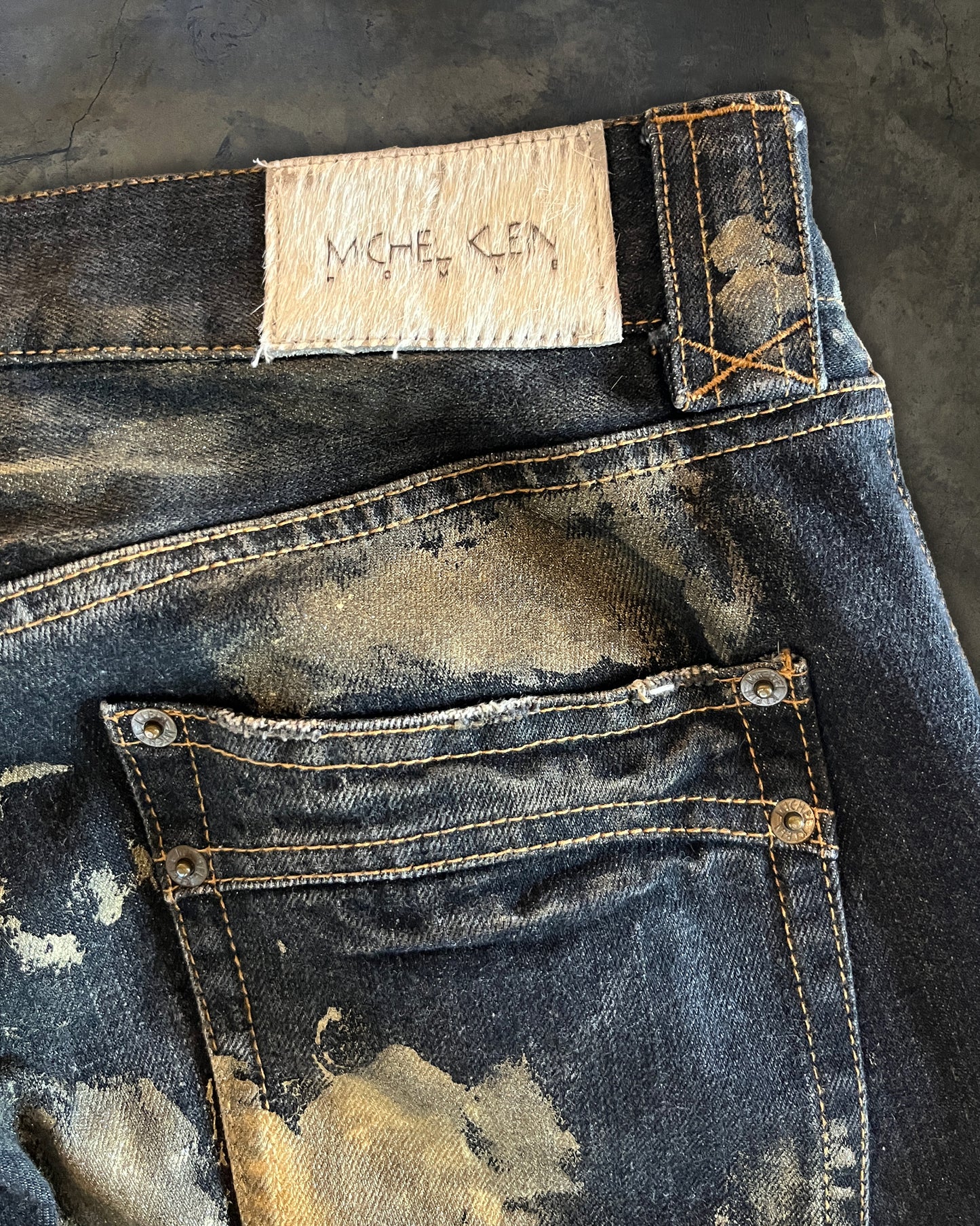MICHEL KLEIN GOLD PAINT DENIM