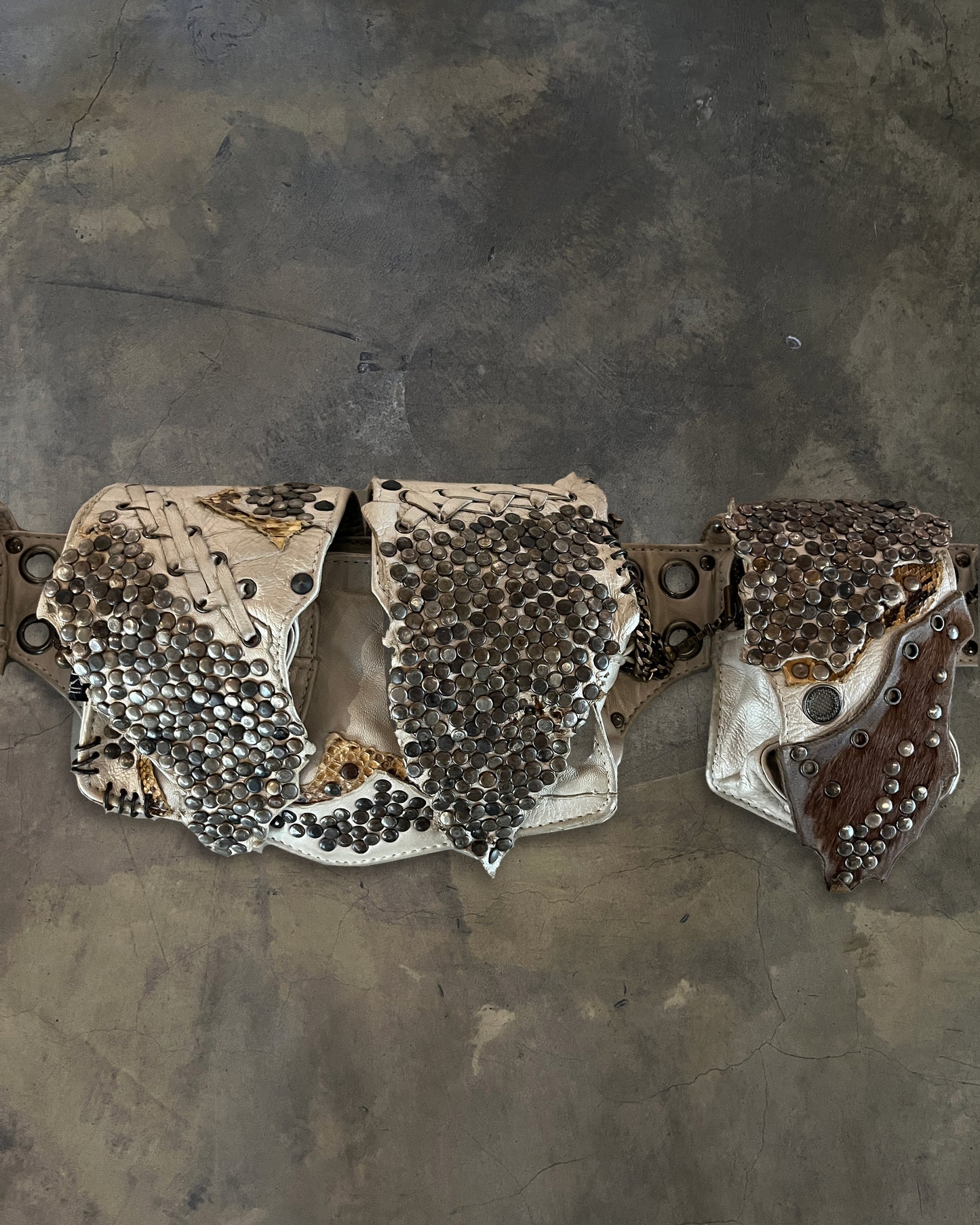 KMRii PYTHON / COWHIDE STUDDED BELT