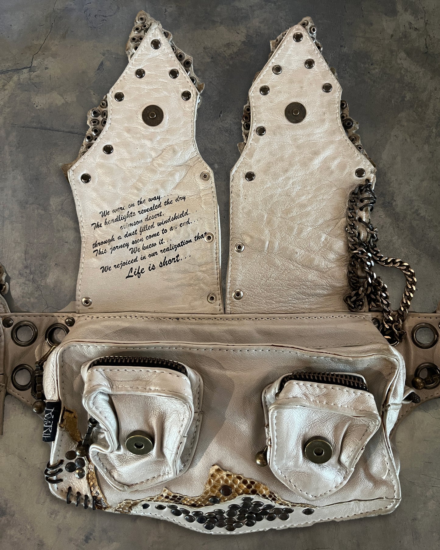 KMRii PYTHON / COWHIDE STUDDED BELT