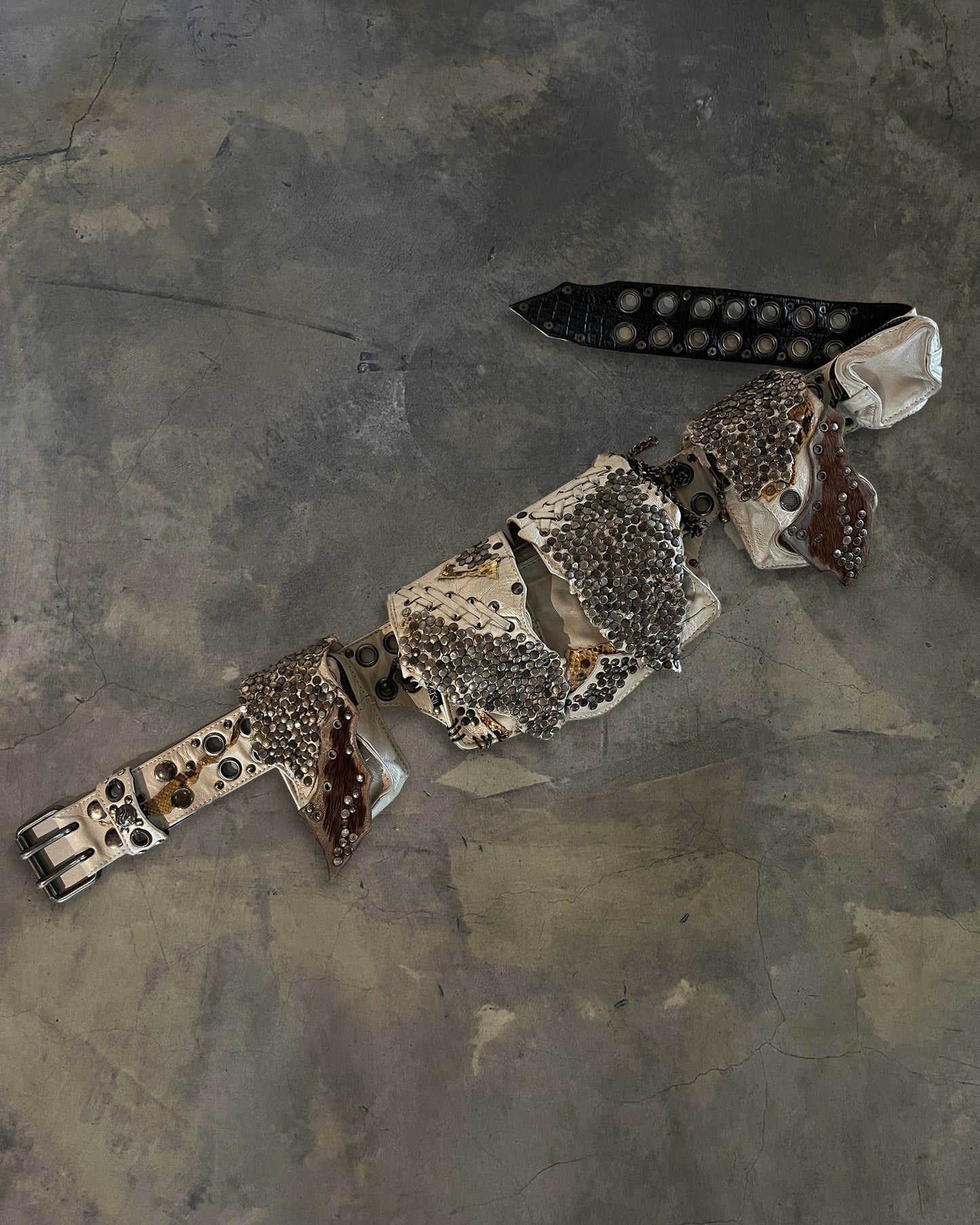 KMRii PYTHON / COWHIDE STUDDED BELT