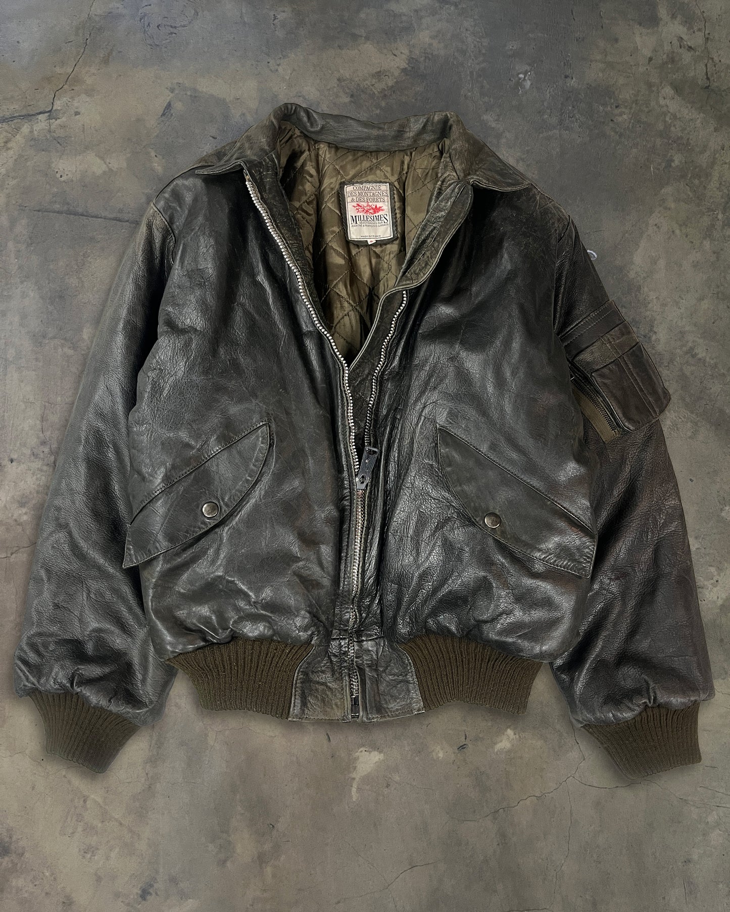 80s MARITHÉ FRANÇOIS GIRBAUD MILLESIMES BLACK MA-1 LEATHER JACKET