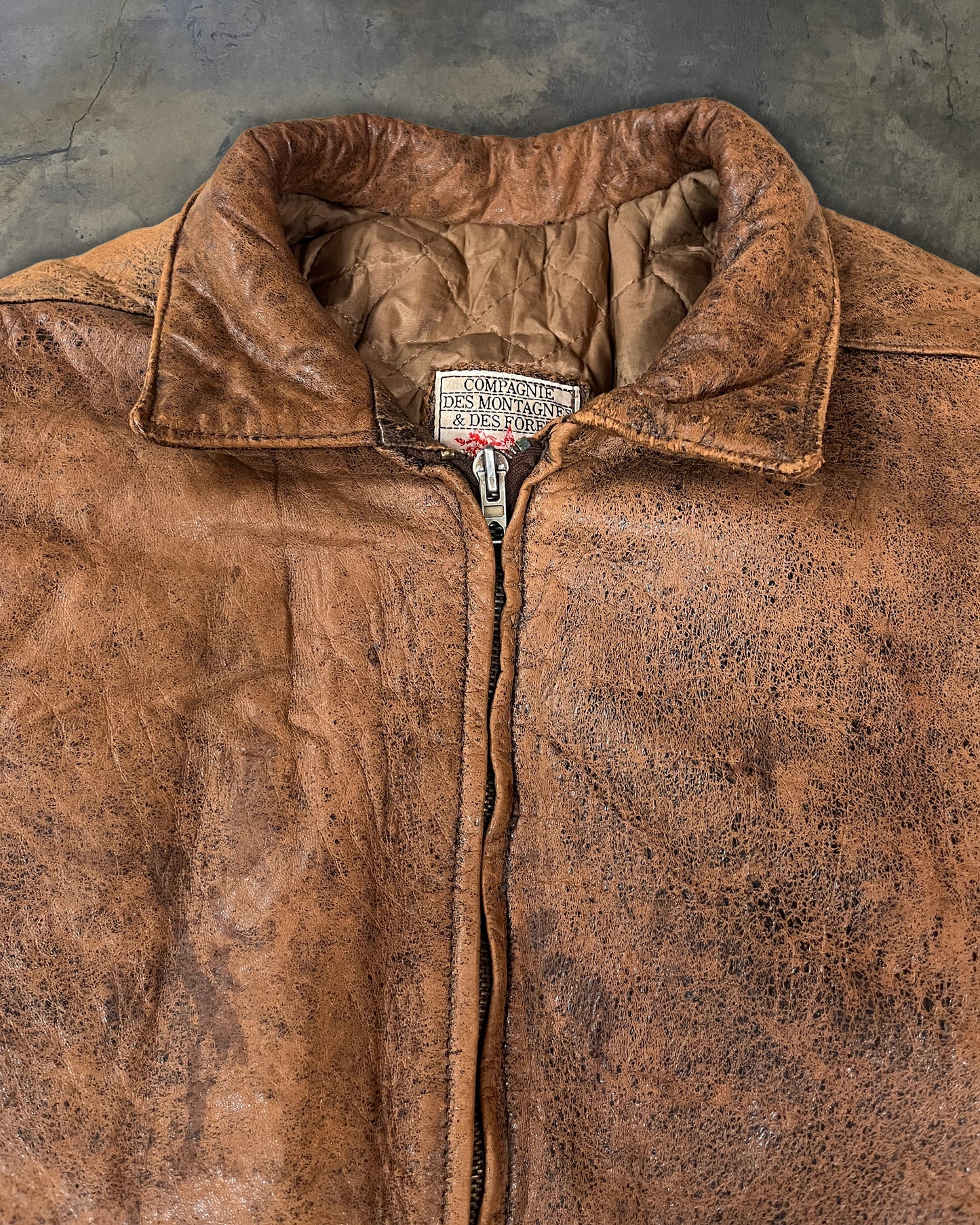 80s MARITHÉ FRANÇOIS GIRBAUD MILLESIMES BROWN MA-1 LEATHER JACKET