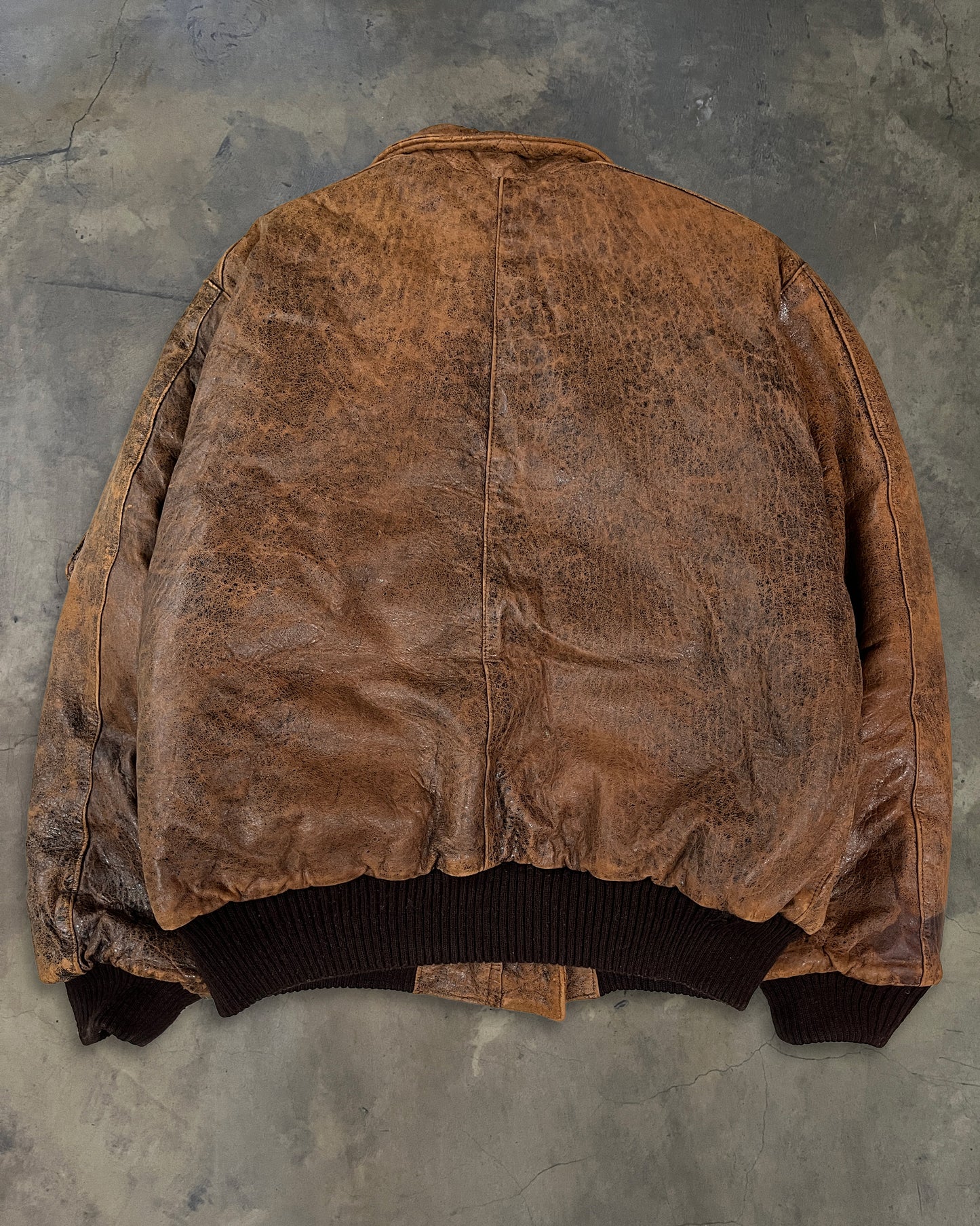 80s MARITHÉ FRANÇOIS GIRBAUD MILLESIMES BROWN MA-1 LEATHER JACKET