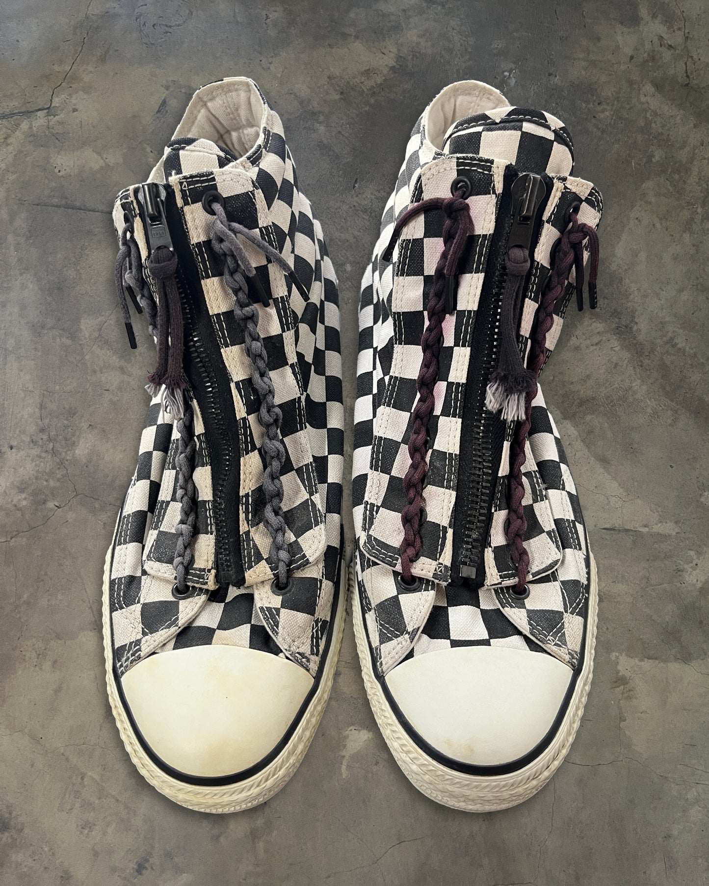 NUMBER (N)INE AW2007 "LOVE GOD MURDER" HIGH TOP CHECKERED SNEAKER
