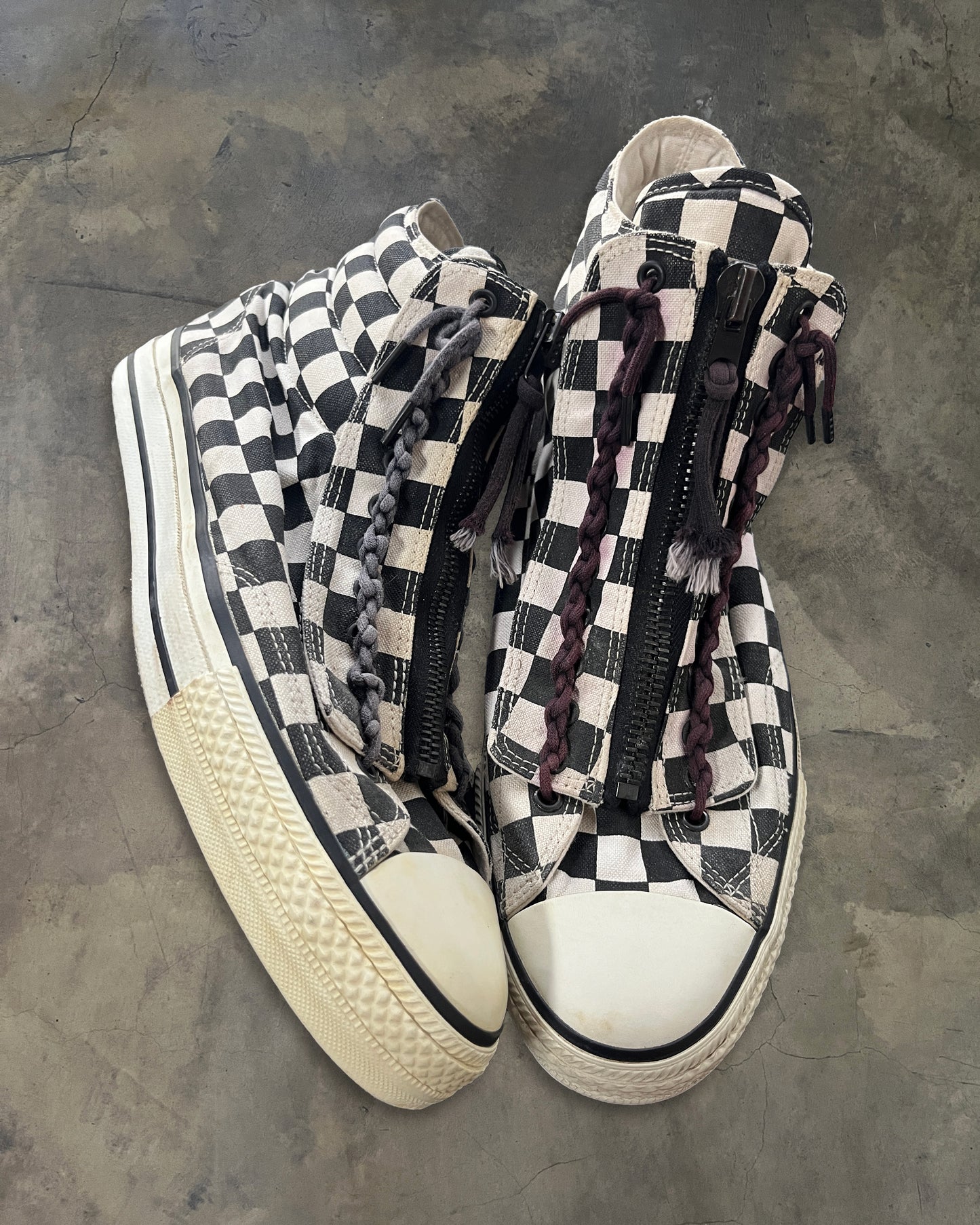 NUMBER (N)INE AW2007 "LOVE GOD MURDER" HIGH TOP CHECKERED SNEAKER