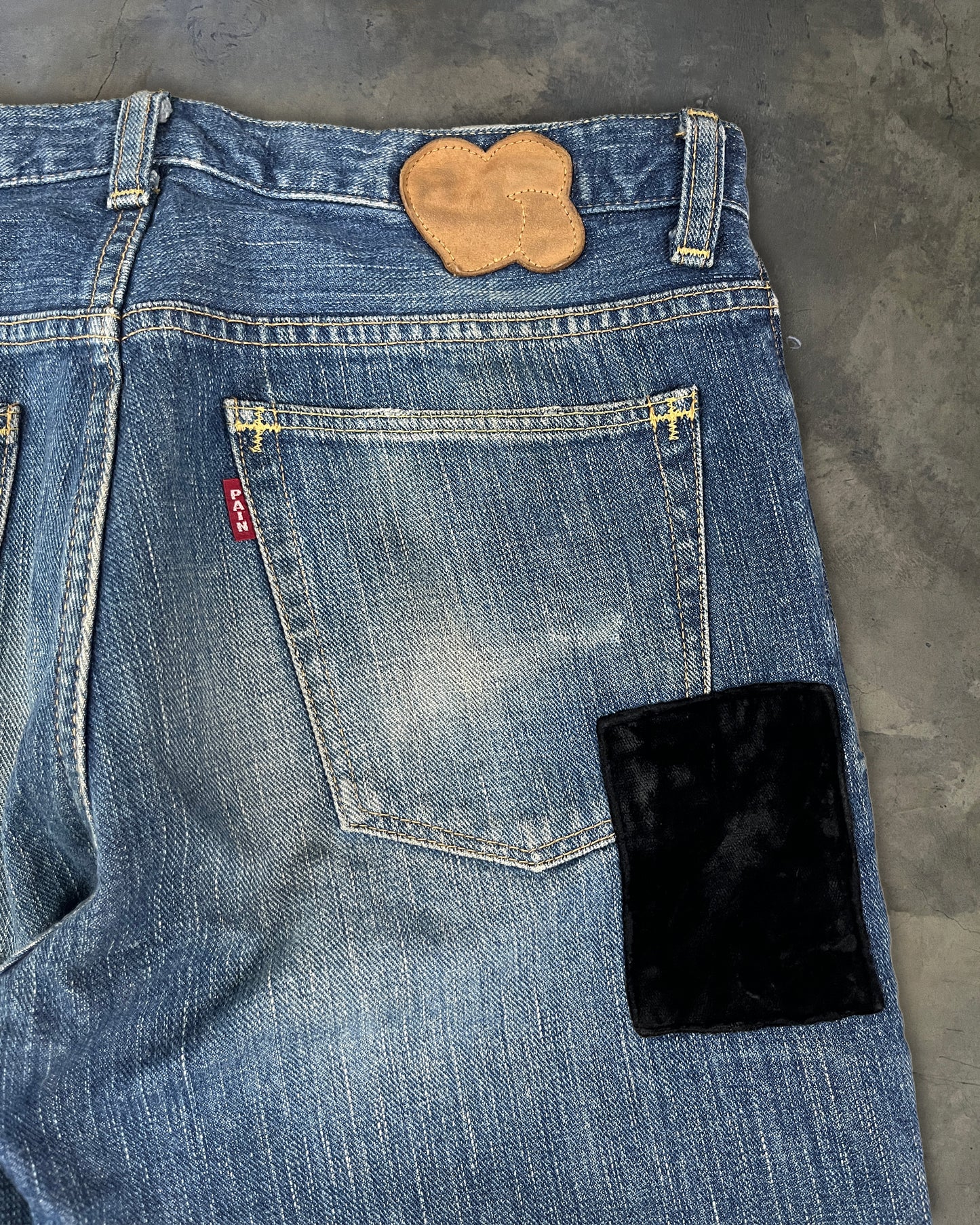 NUMBER (N)INE SSAW03 "TOUCH ME IM SICK" VELVET PATCH DENIM