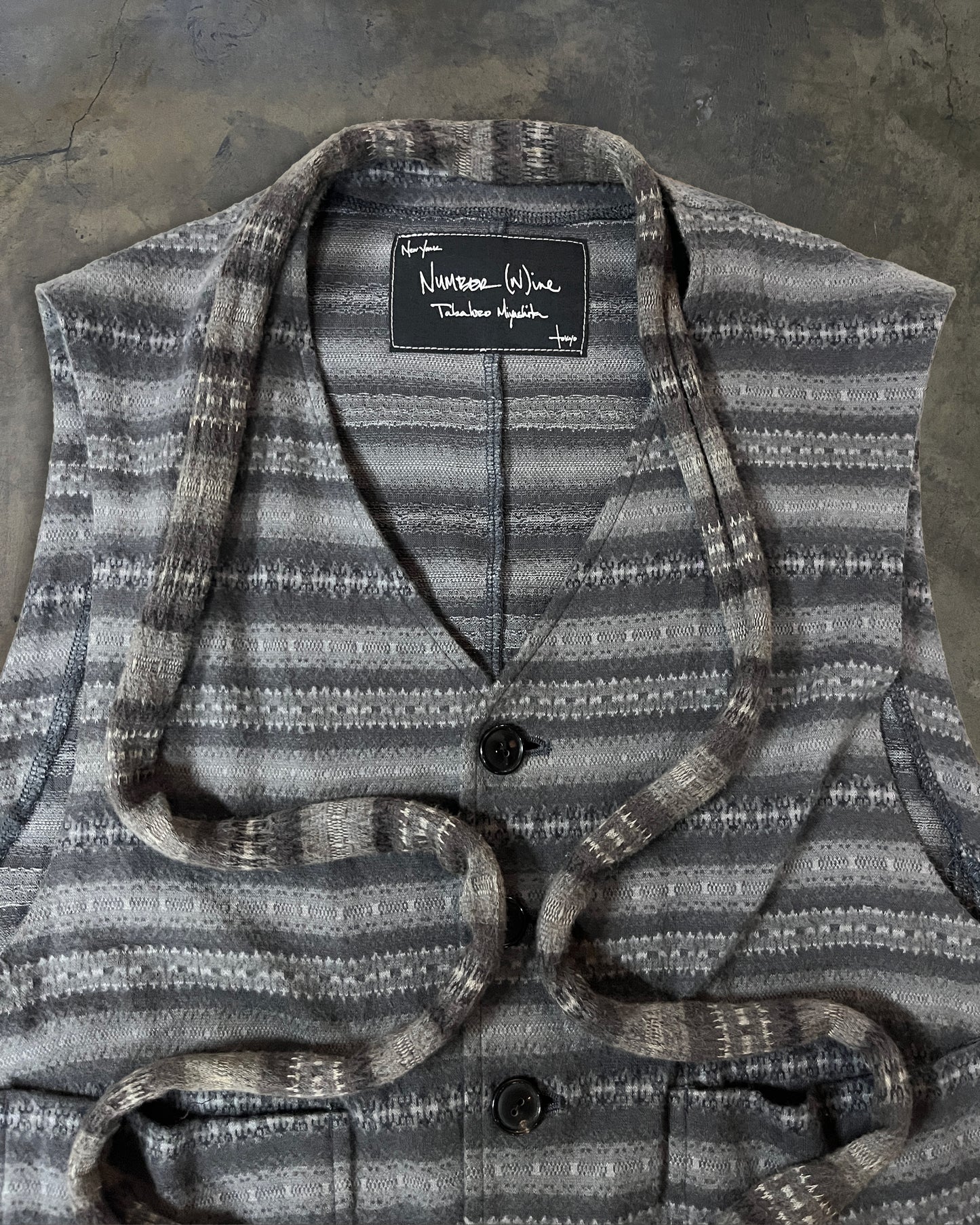 NUMNER (N)INE SS2008 'BIRDS' STRIPE PATTERN KNIT CASHMERE VEST