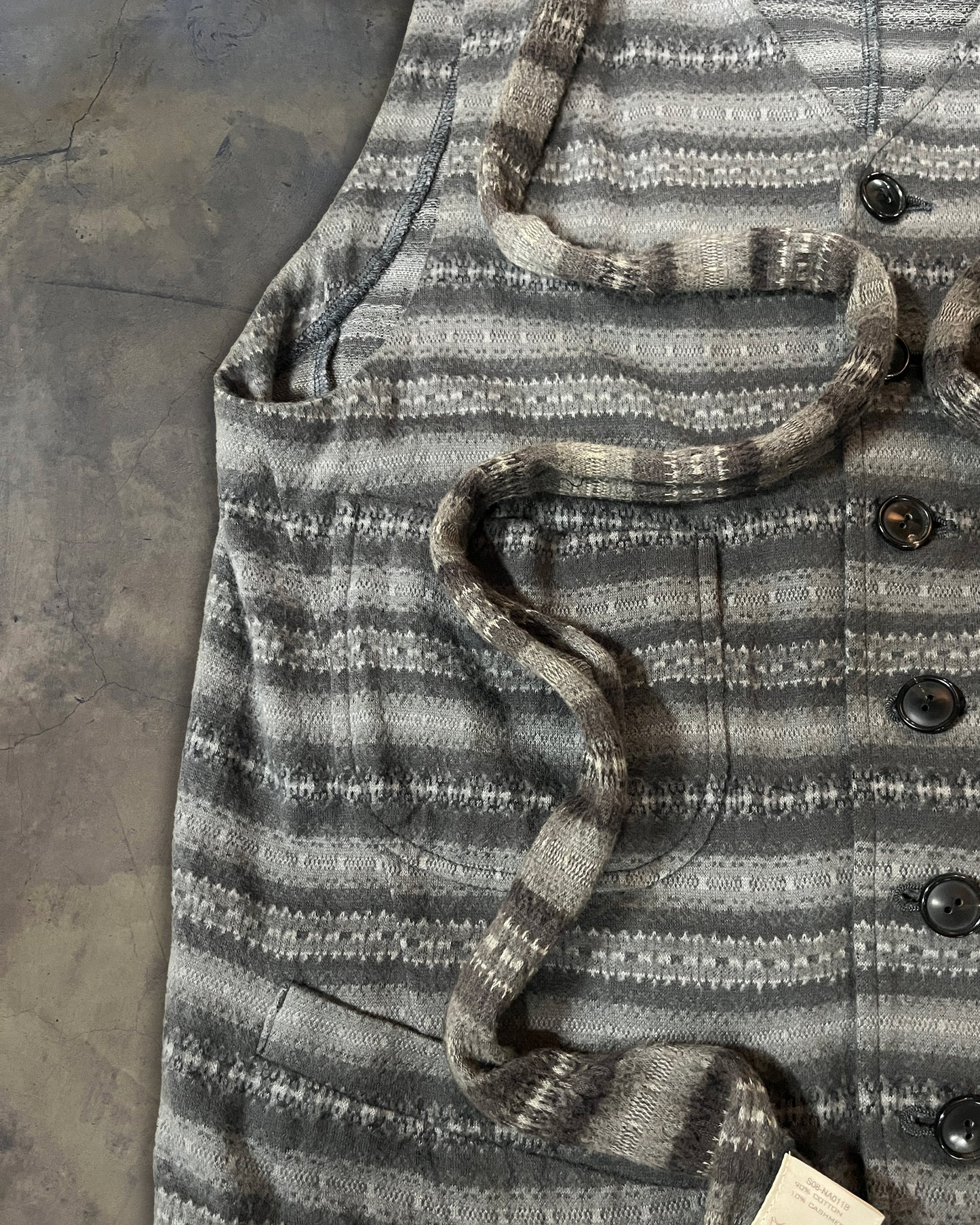 NUMNER (N)INE SS2008 'BIRDS' STRIPE PATTERN KNIT CASHMERE VEST