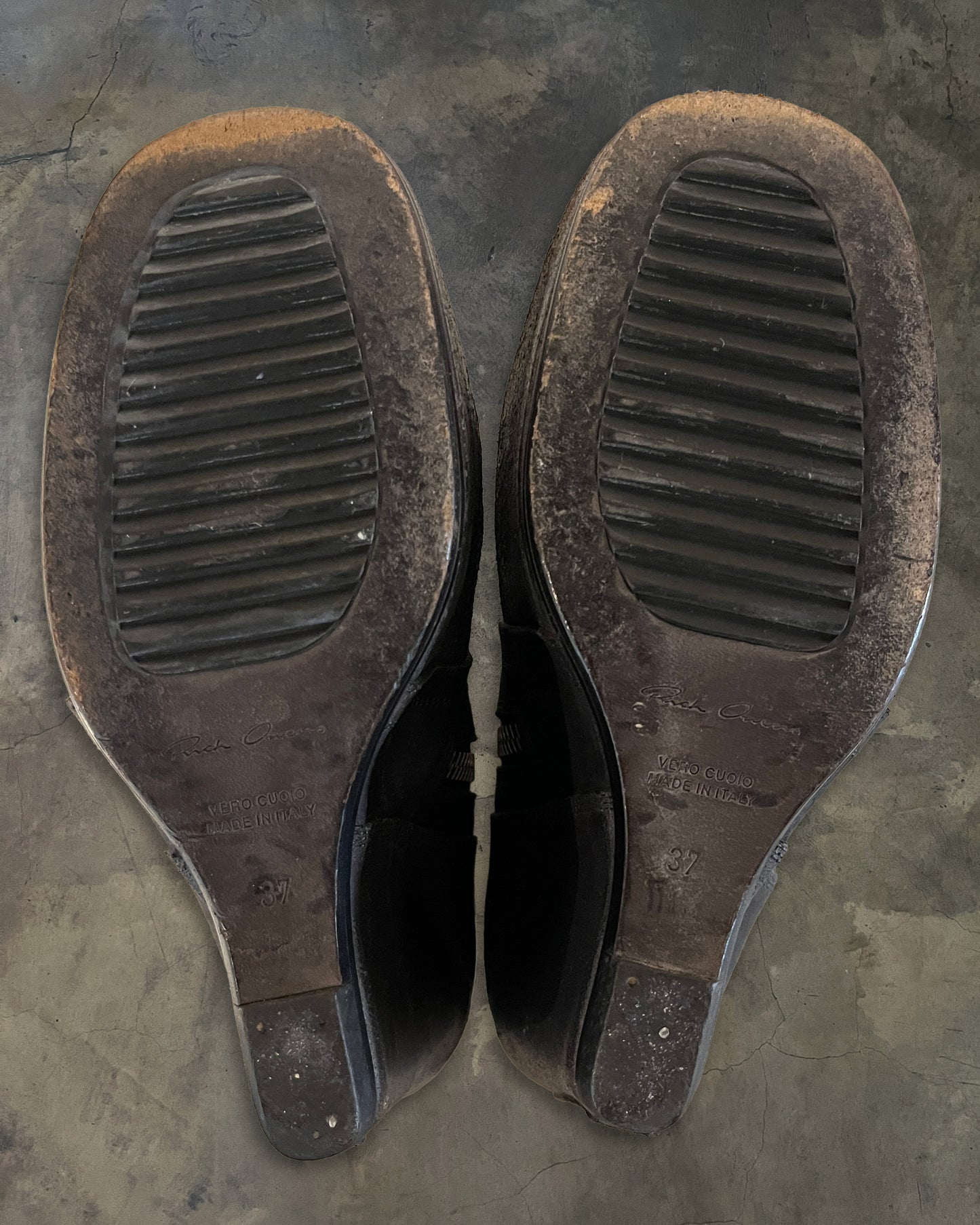 RICK OWENS BLISTERED LEATHER WEDGES