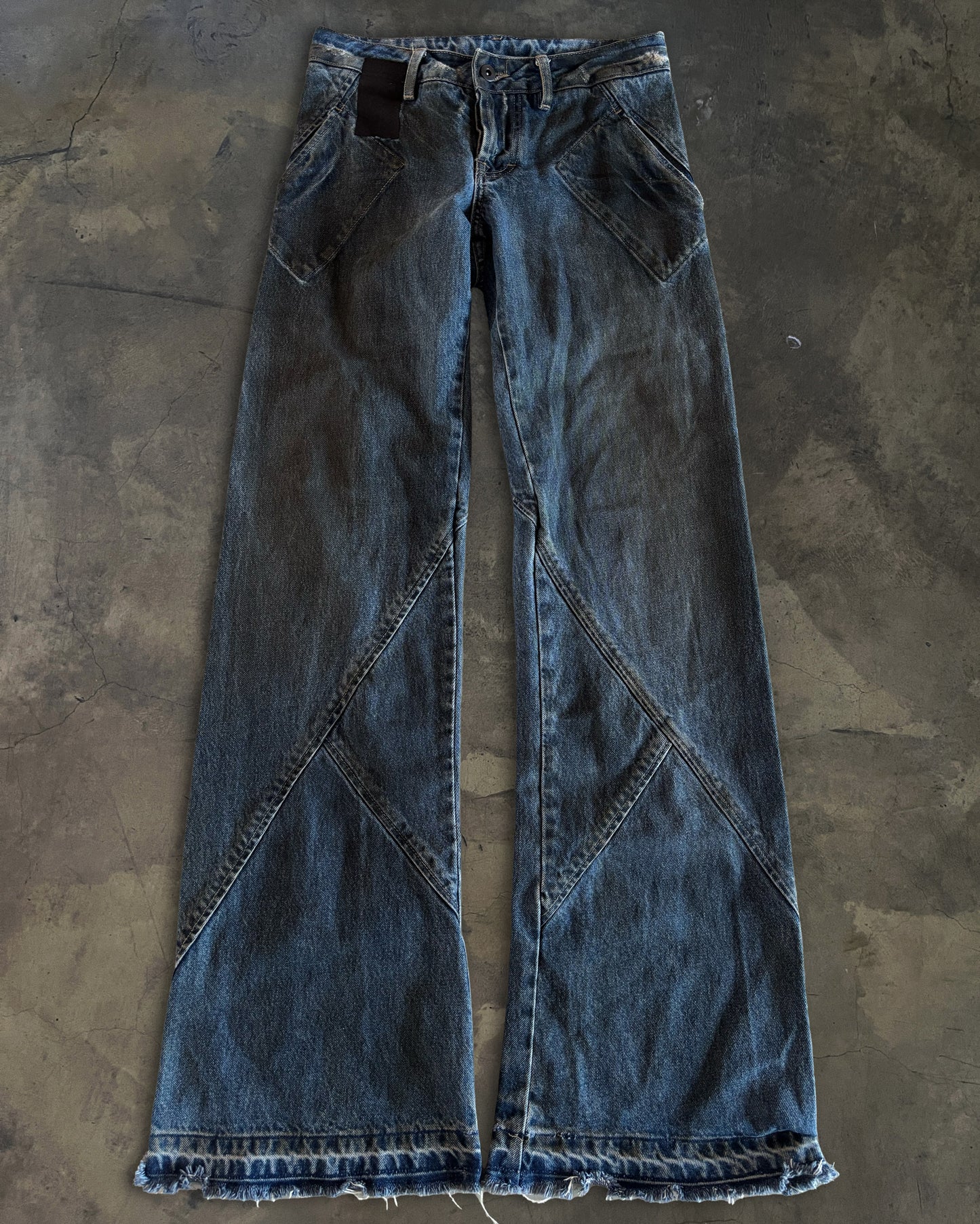 RICK OWENS SLAB WIDE LEG SPIRAL SEAM JEANS
